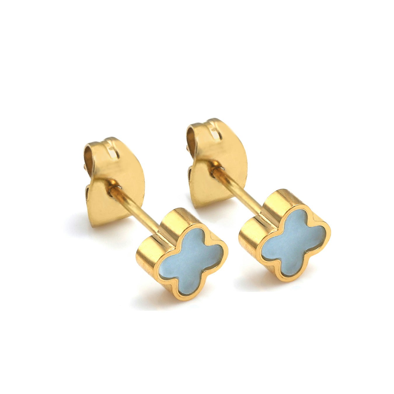 Say It With Turquoise/Yellow/Gold Crystal Clover Earrings - Plated