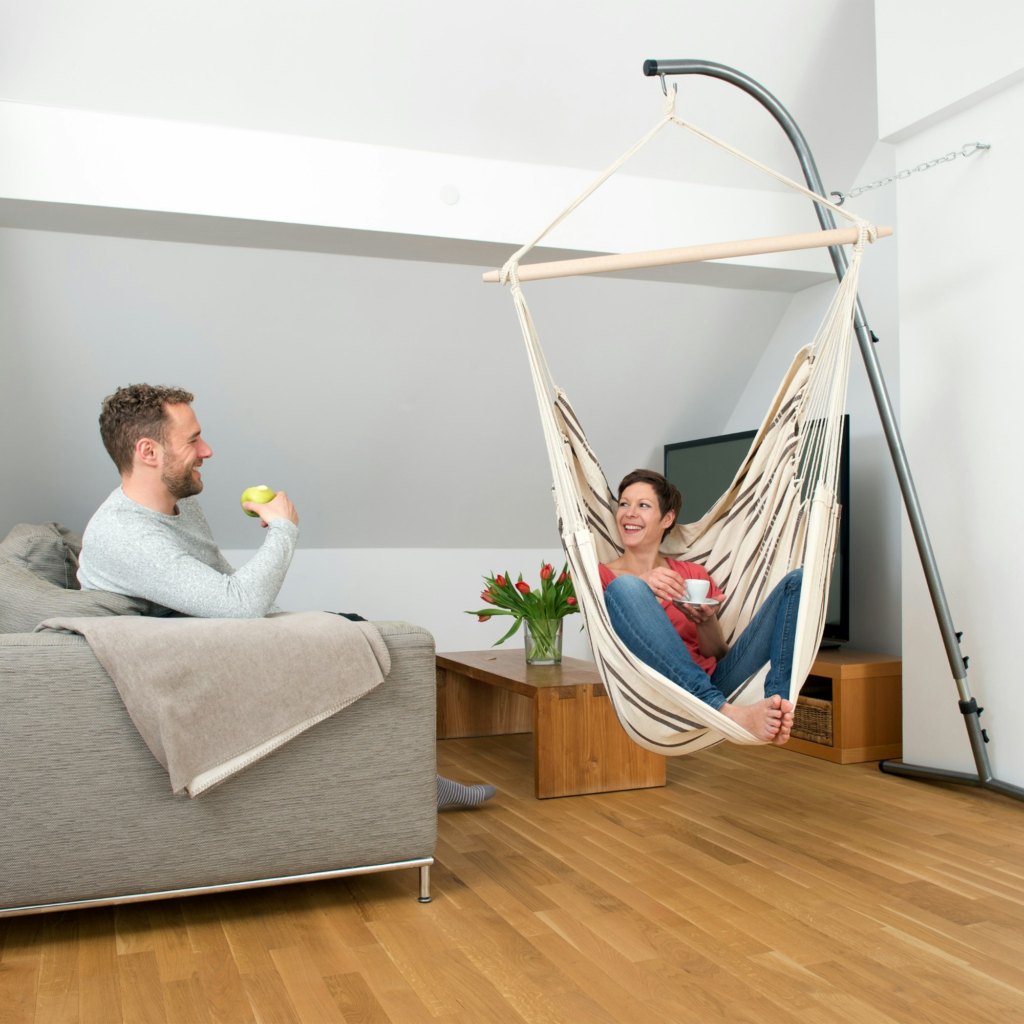 Rackhams Beige/Cream Brasil Cappuccino Hammock Chair