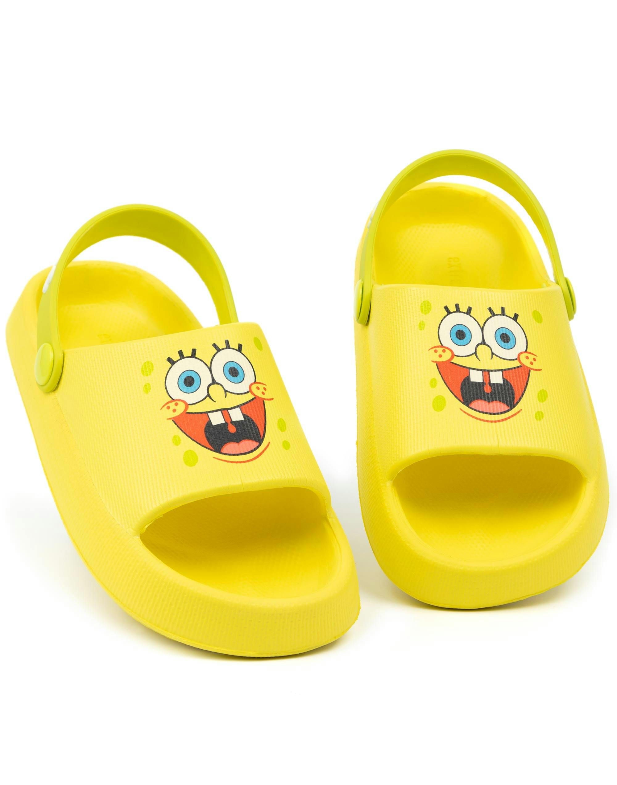Vanilla Underground Unisex Yellow Spongebob Squarepants Kids Sliders - 12 Uk Child