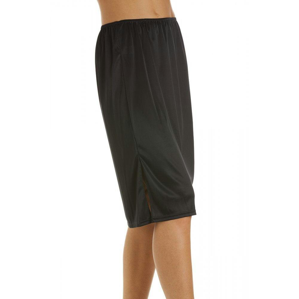 Camille Women's Black 24'' Half Length Cling Resistant Under Skirt Slip - 24