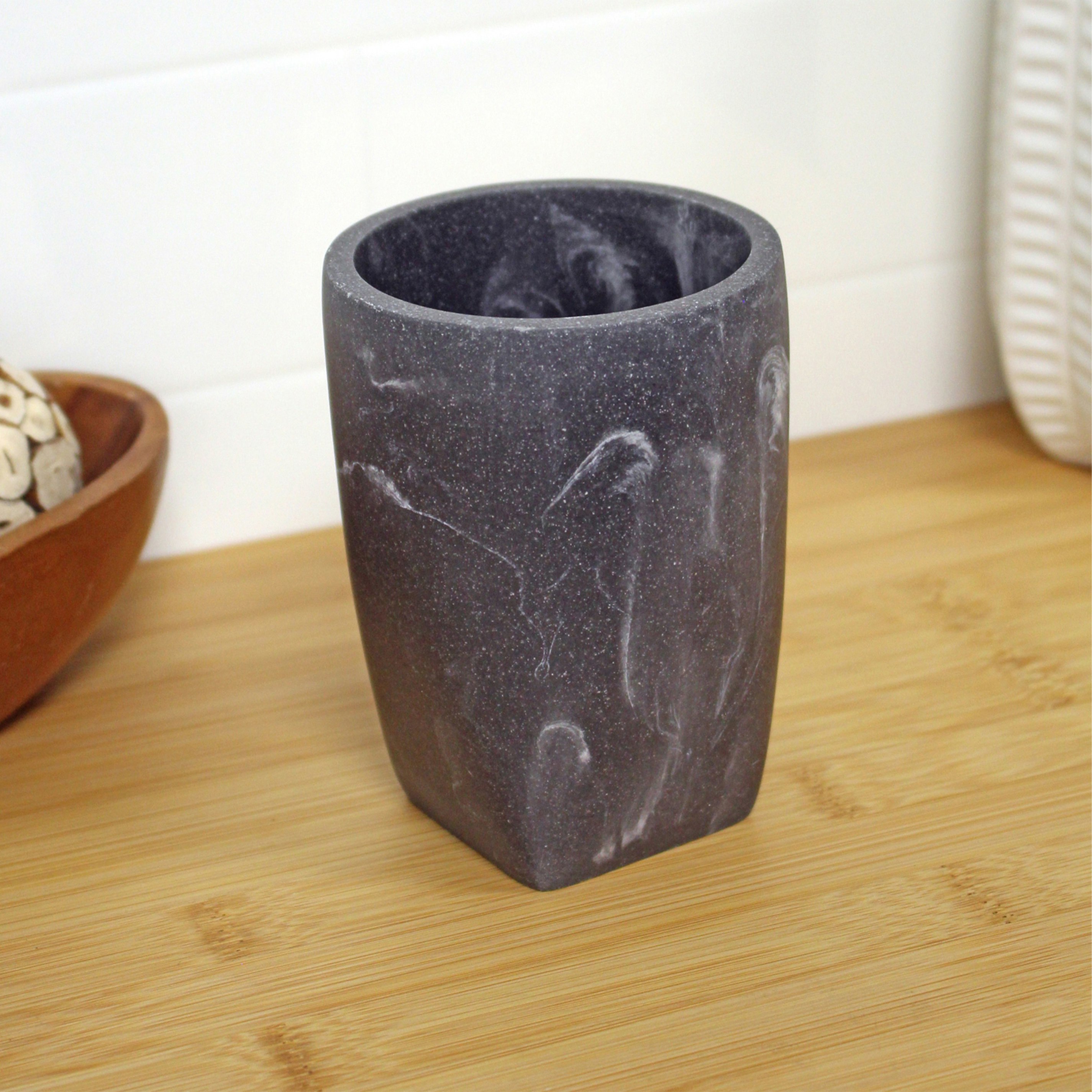 Showerdrape Grey Octavia Marble & Chrome Tumbler