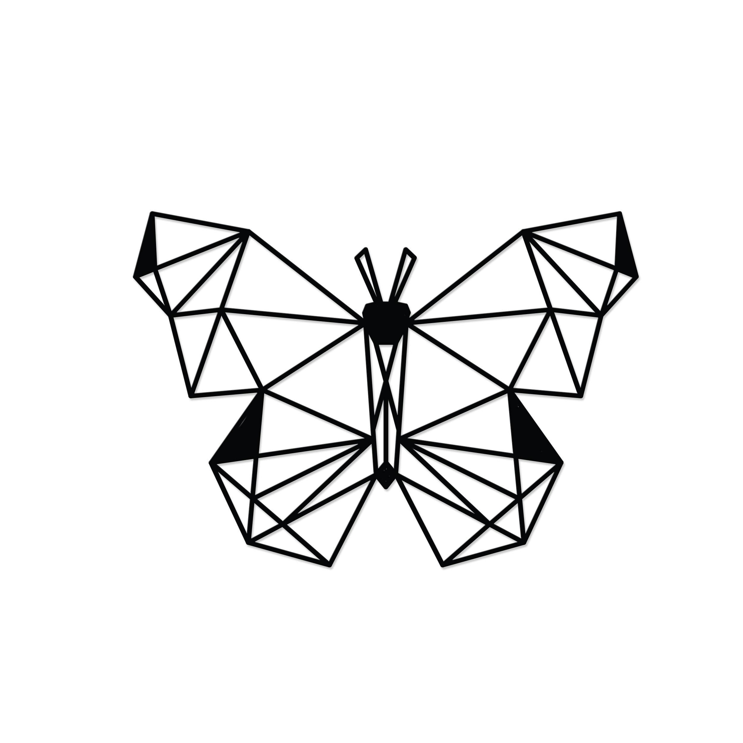Decortie Black Modern Metal Wall Art Butterfly Theme Home Ornament Decorative Minimalist Design Hanging Wall Sculpture, - Metal