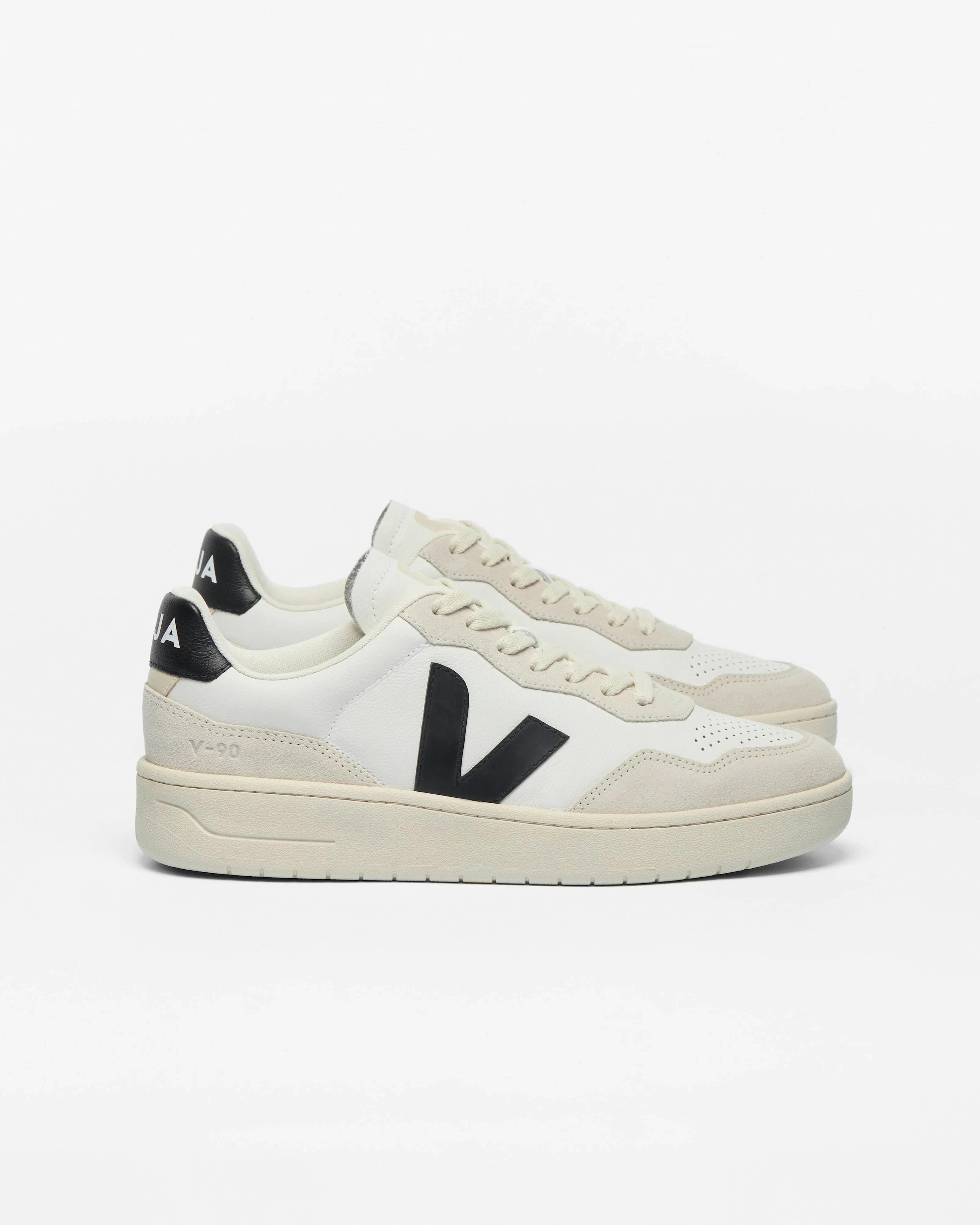 Veja Men's White/Black V-90 Ot Leather Trainers - Uk10 Eu44 Us11