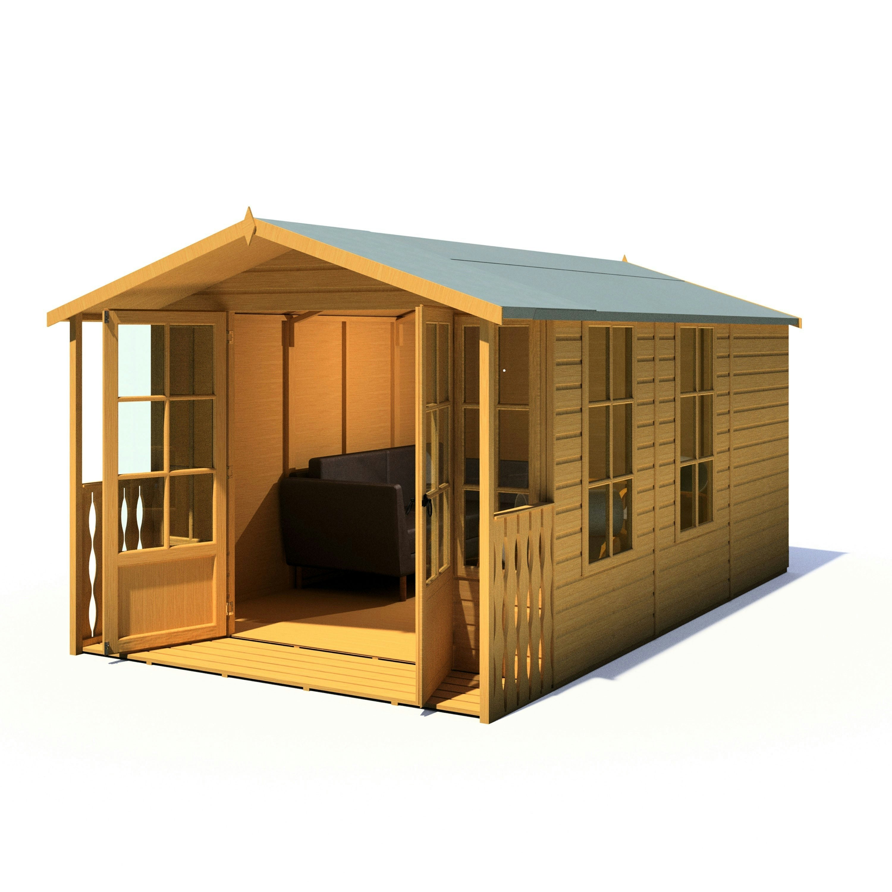 Rackhams Light/Green Delmora 8X14 Inc Verandah Summerhouse Interlock Cladding