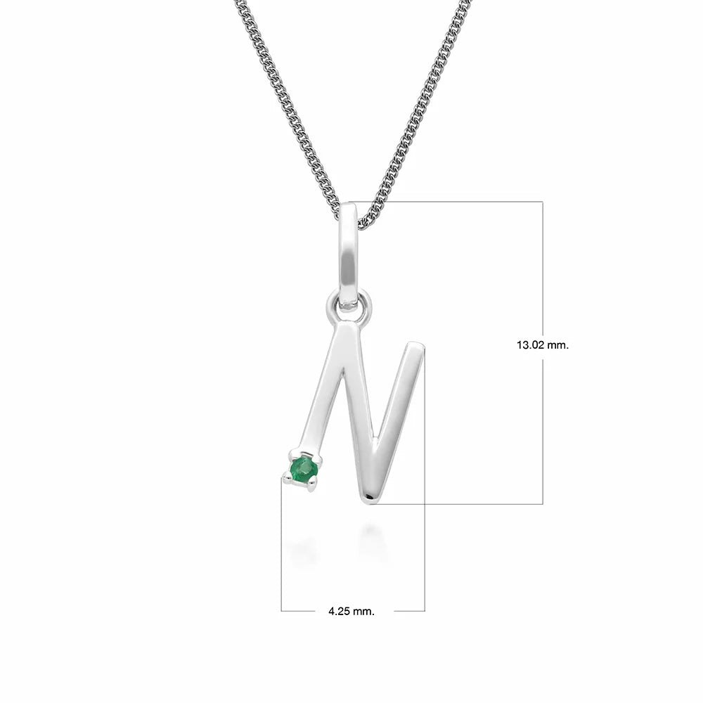 Gemondo White/Gold Initial Emerald Letter Charm Necklace In 9Ct - N
