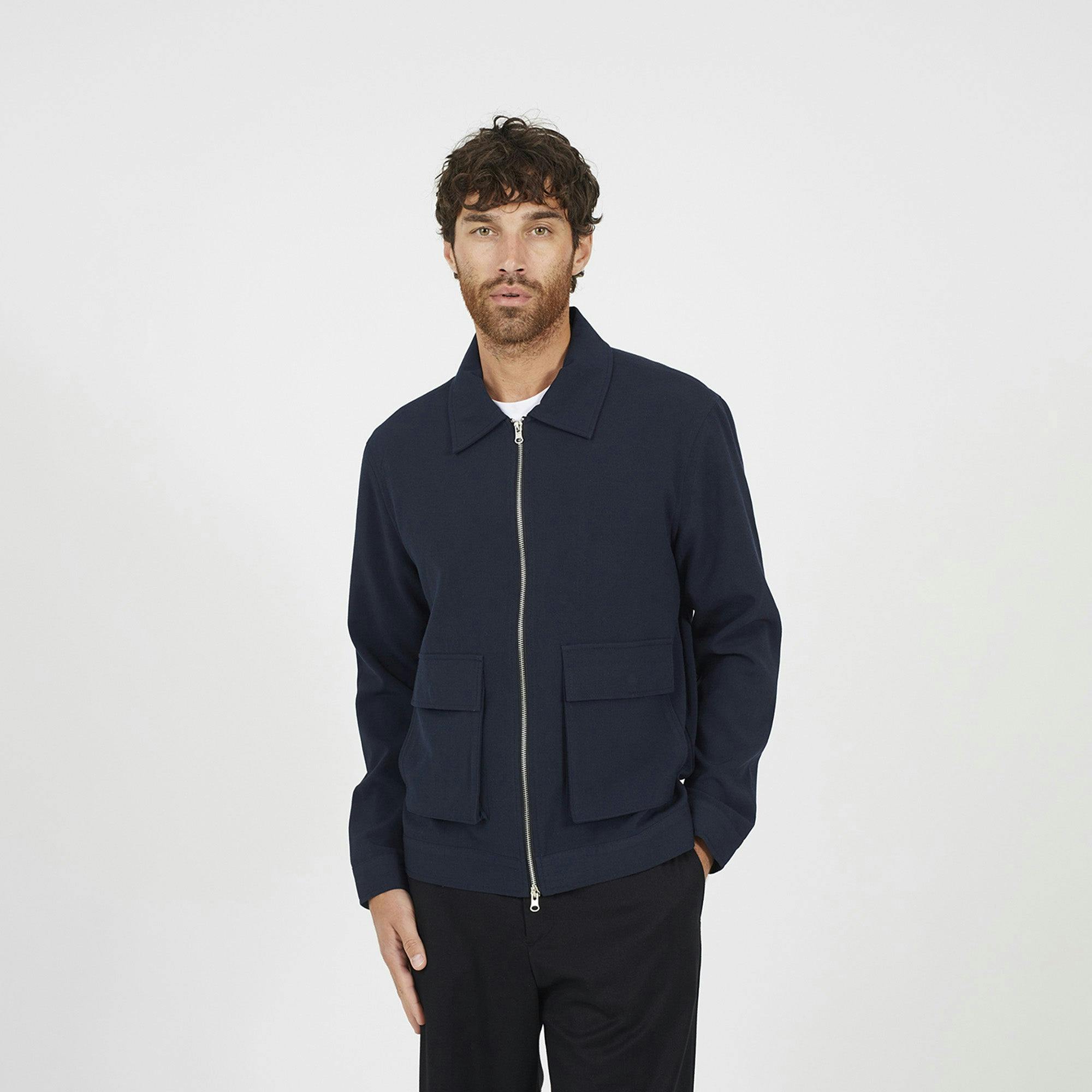 Brave Soul Patch Pocket Harrington Jacket - Navy - Navy - Xl