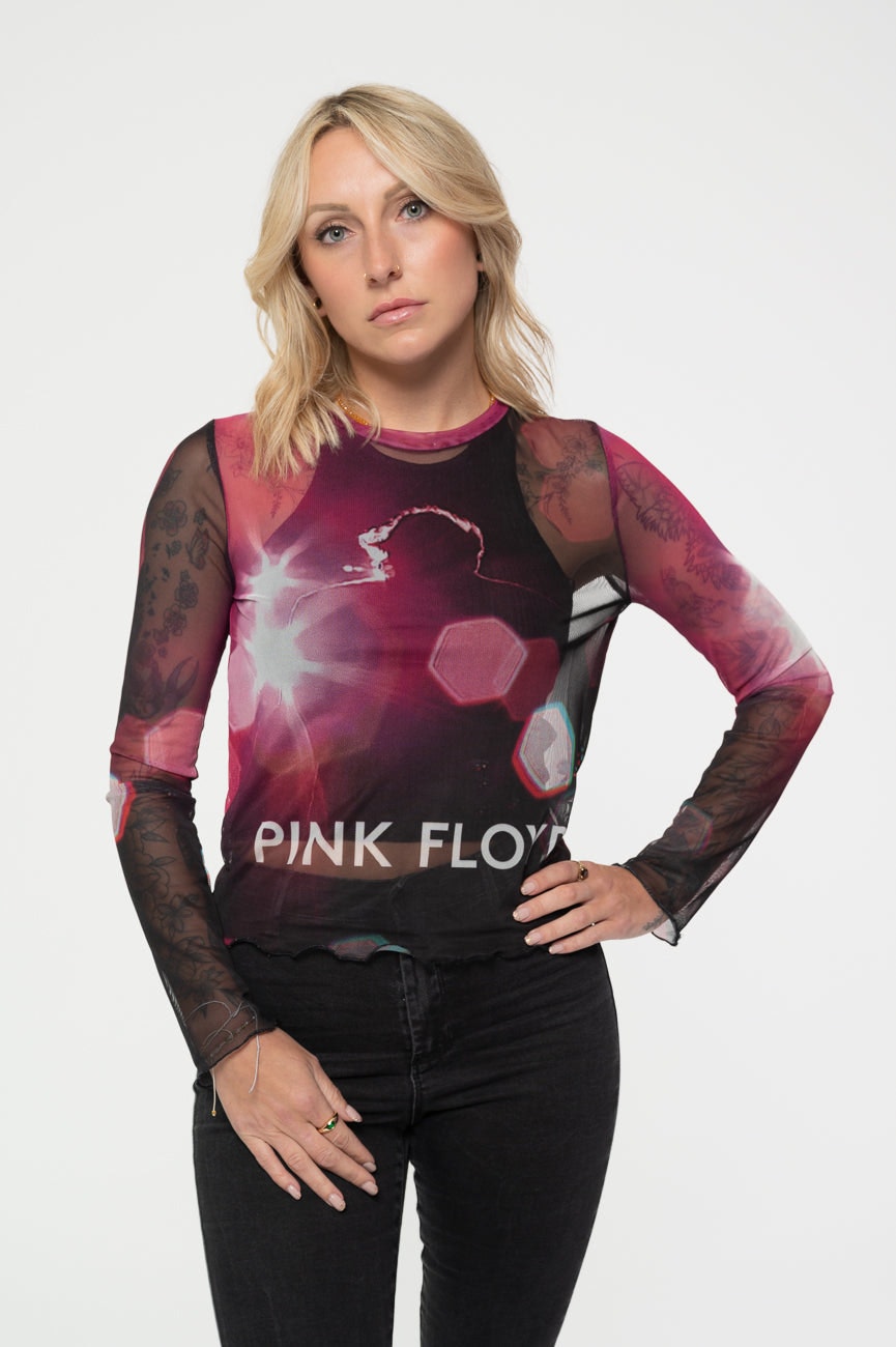 Paradiso Clothing Women's Pink Floyd Knebworth 90 Long Sleeve Mesh Crop Top - Xxl