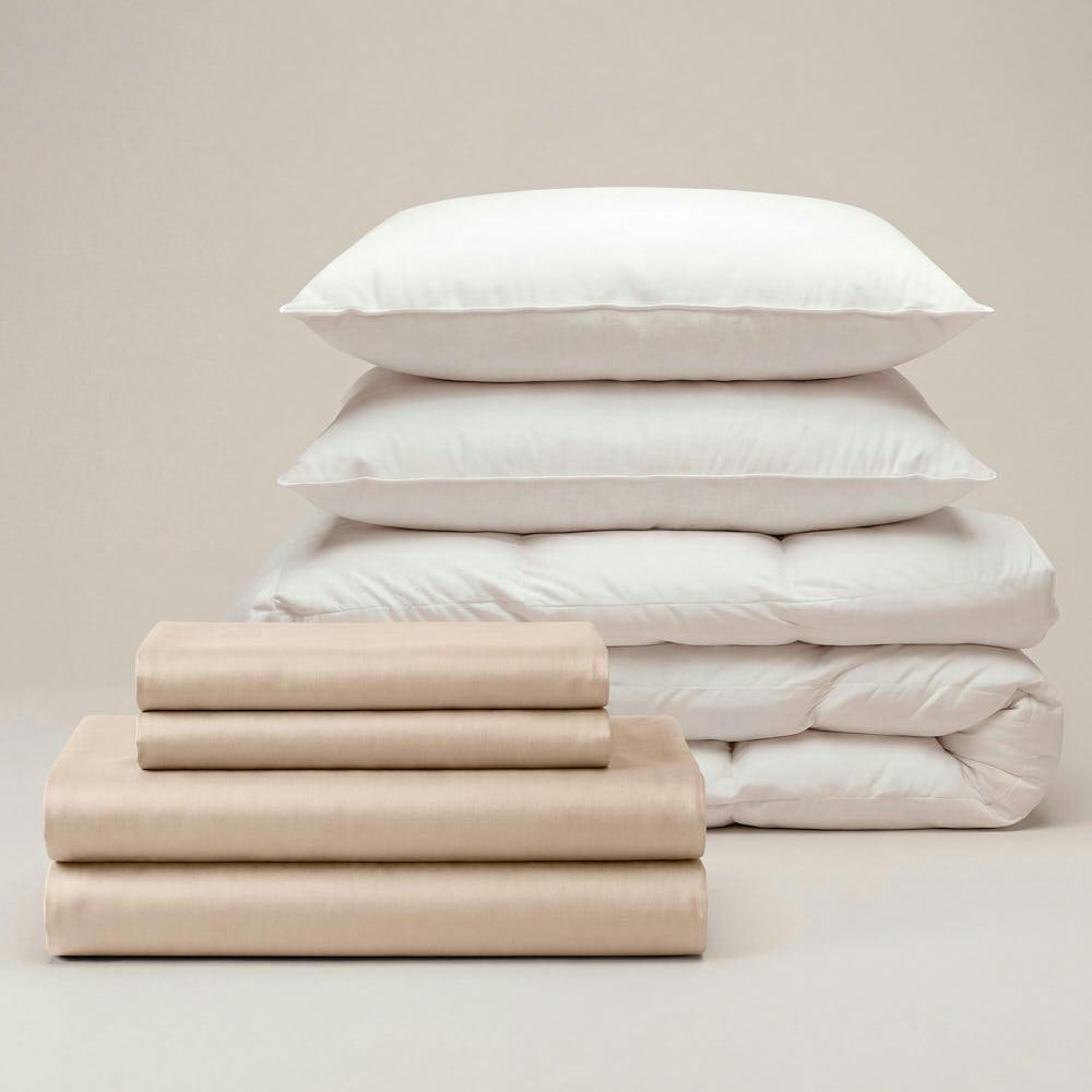 Rackhams Beige Sateen Move-In Bedding Set - King - Standard