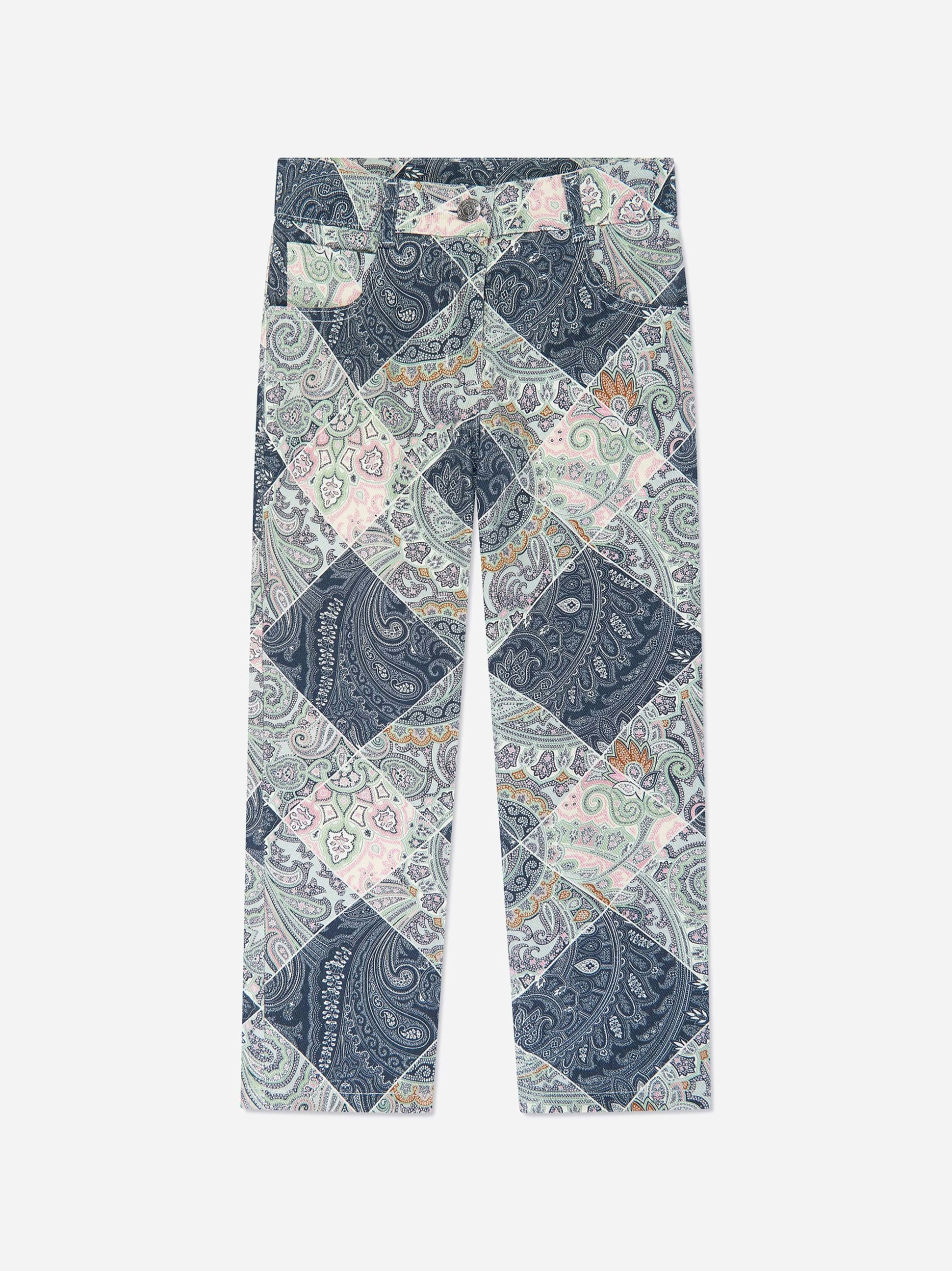 Etro Girls Blue Paisley Trousers In - 12 Yrs