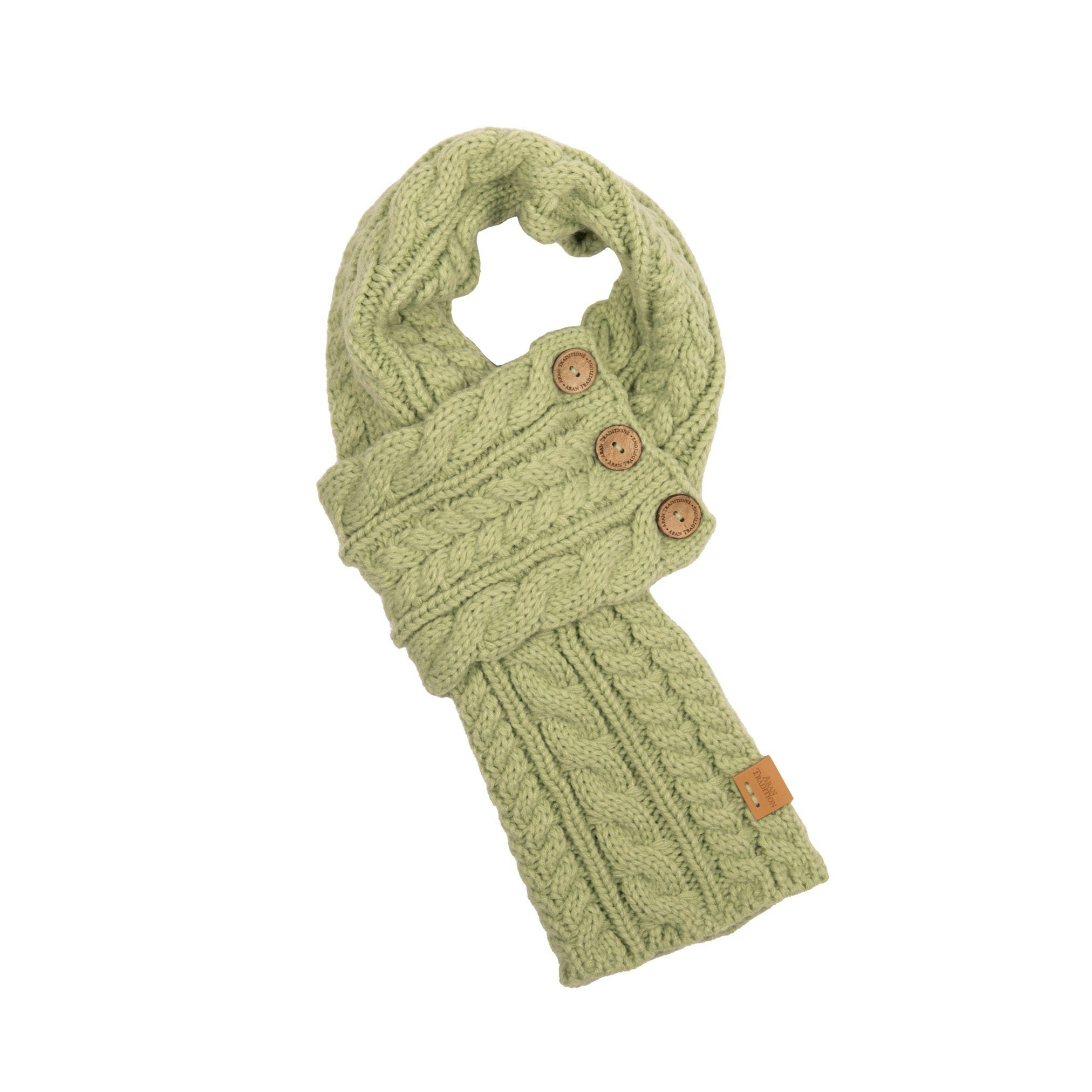 Aran Traditions Aran Cable Button Wrap Scarf - Laurel