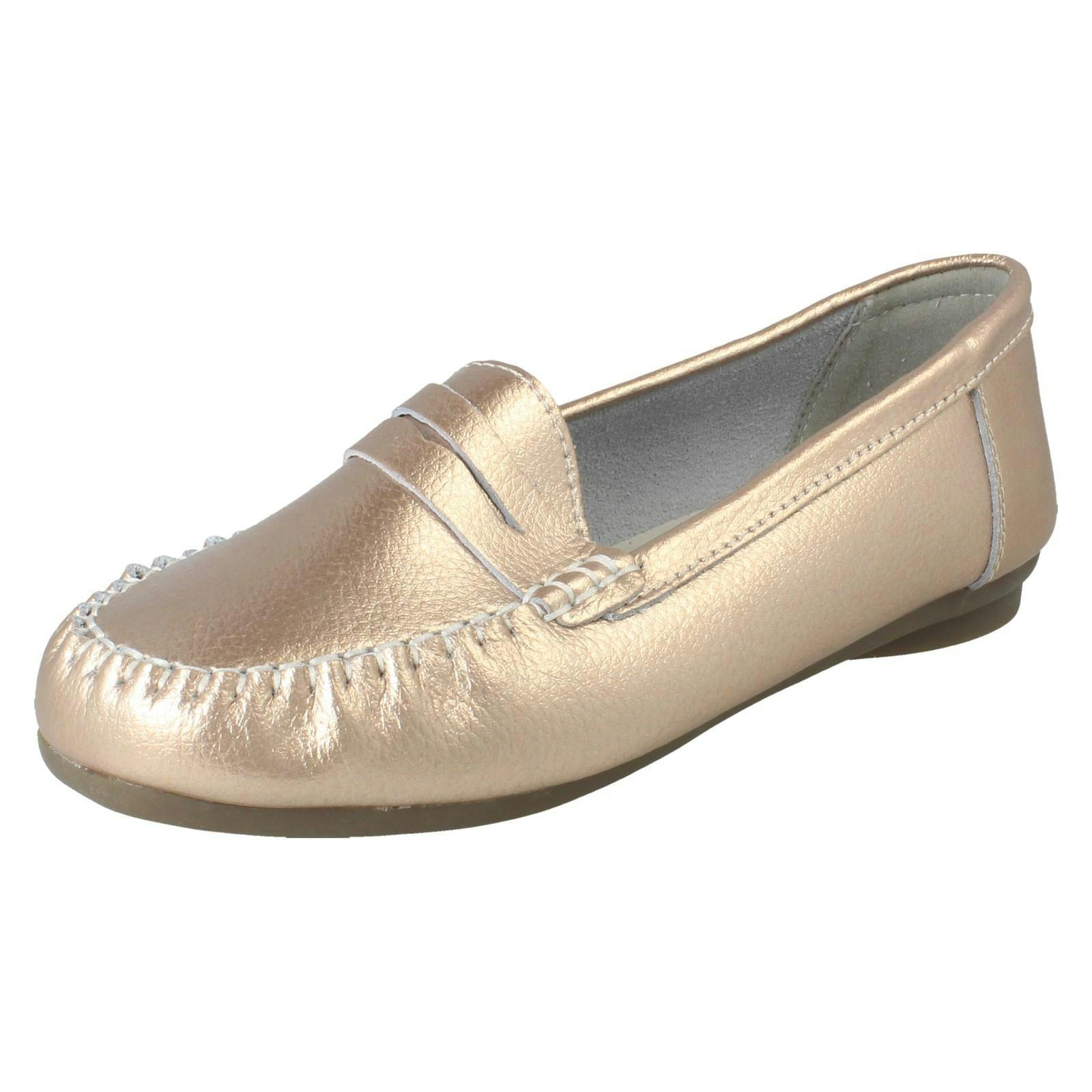 Down To Earth Women's Gold Leather Shoes F80445 - Rose - Uk 5