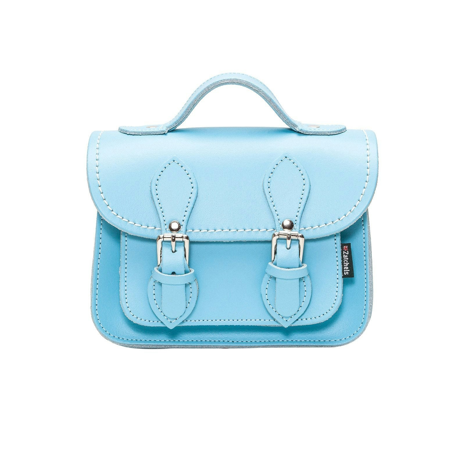 Zatchels Blue Handmade Leather Micro Satchel - Pastel Baby - Small