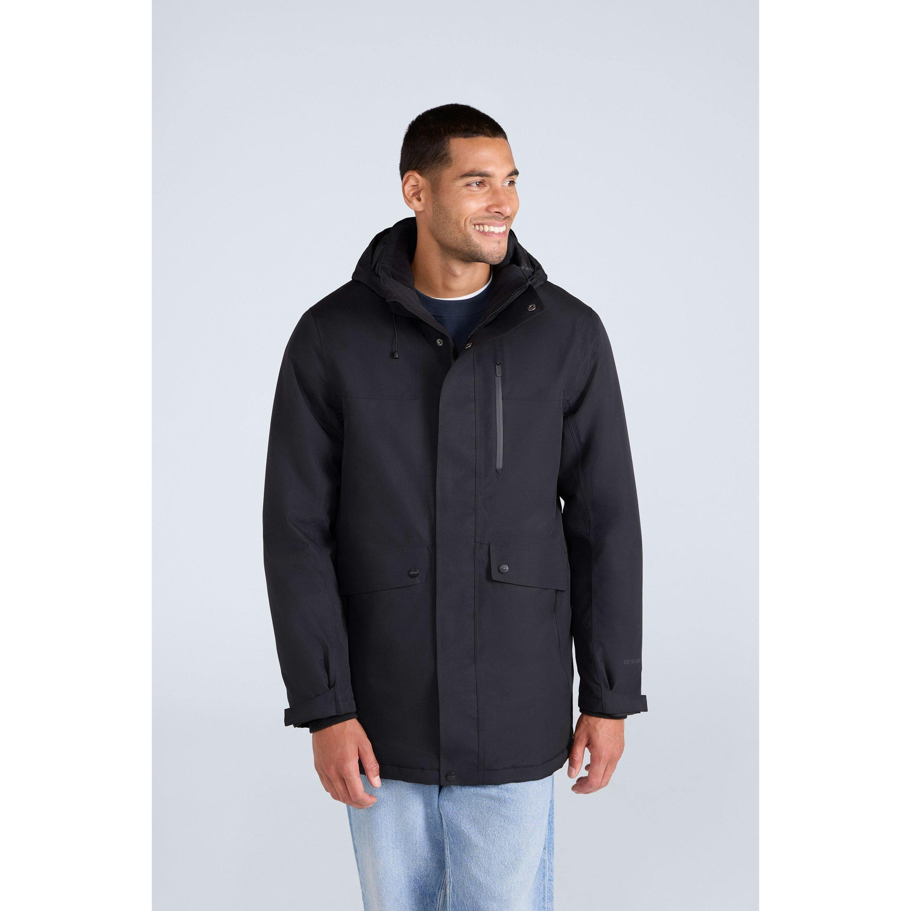 Animal Men's Black Lisbon Waterproof Parka - Xs - 100% Mixed