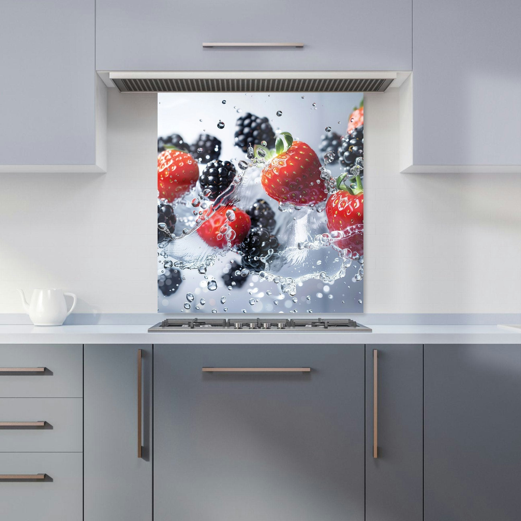 Warren Reed - Designer Splash Of Freshness: Berries In Water Kitchen Splashback - W700mm X H650mm