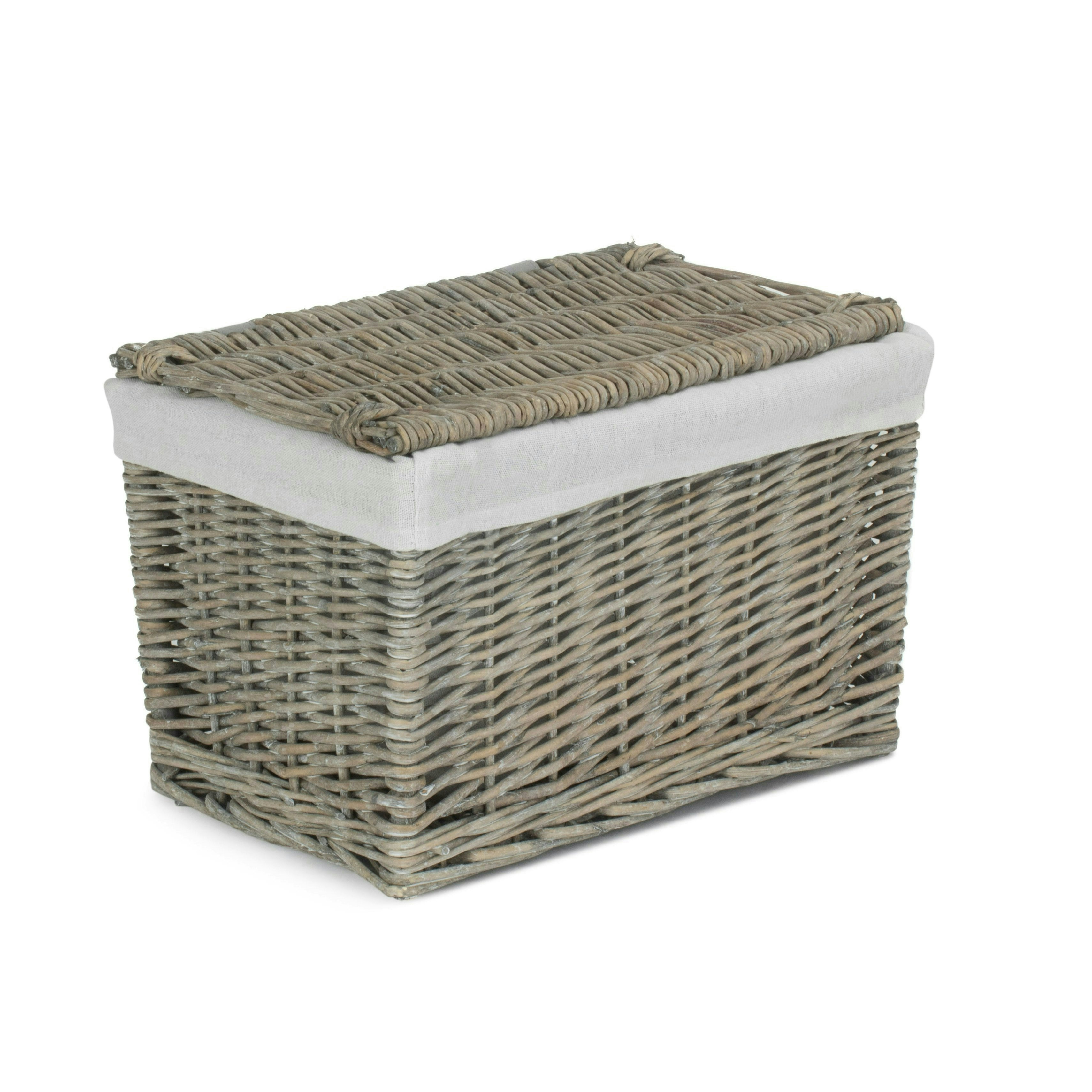 Rackhams Grey 36Cm Wash Finish Storage Wicker Hamper Basket