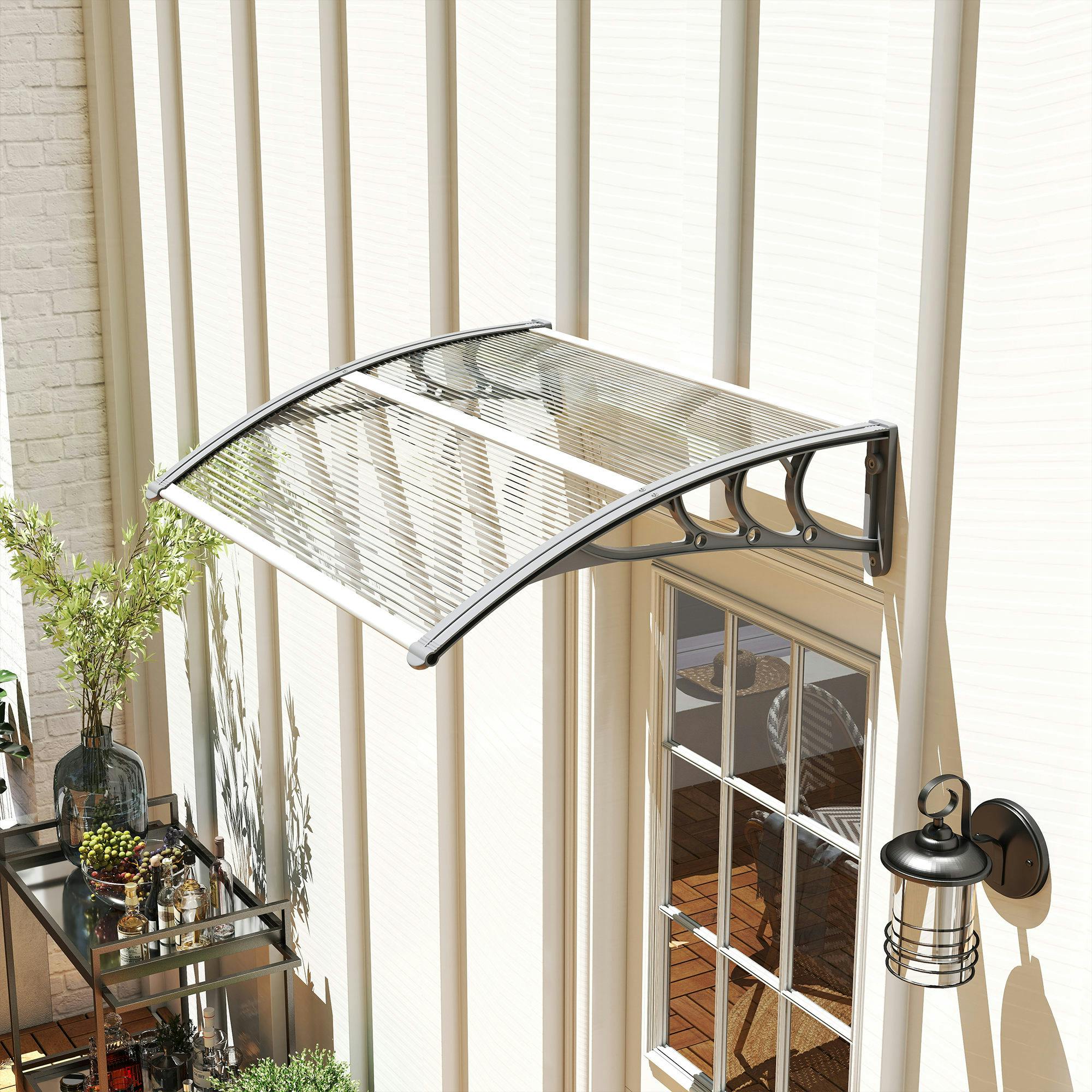 Outsunny Unisex Clear Door Canopy Awning Outdoor Window Rain Shelter For Door 100 X 75Cm In - Image 3