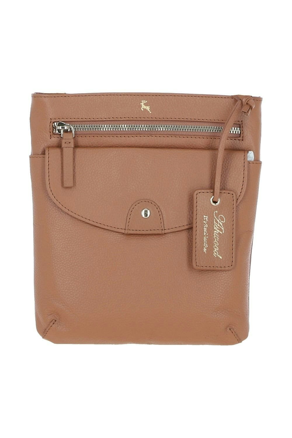 Ashwood Grain 'Five Cb' Real Leather Cross Body Bag: Cb-5 - One Size - Butterscotch - Leather