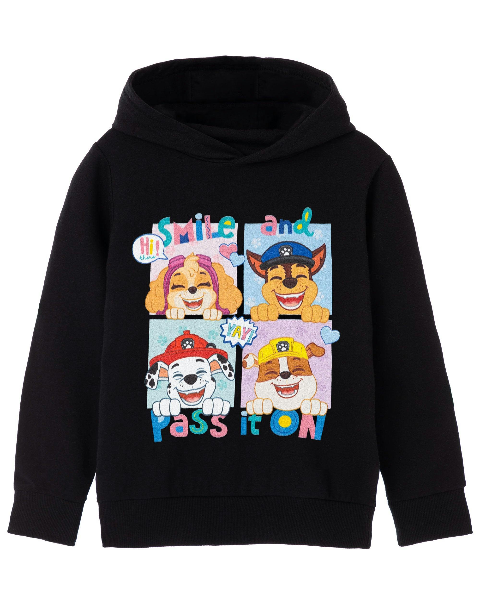 Vanilla Underground Girls Black Paw Patrol Smile And Pass It On Hoodie - 7-8 Years