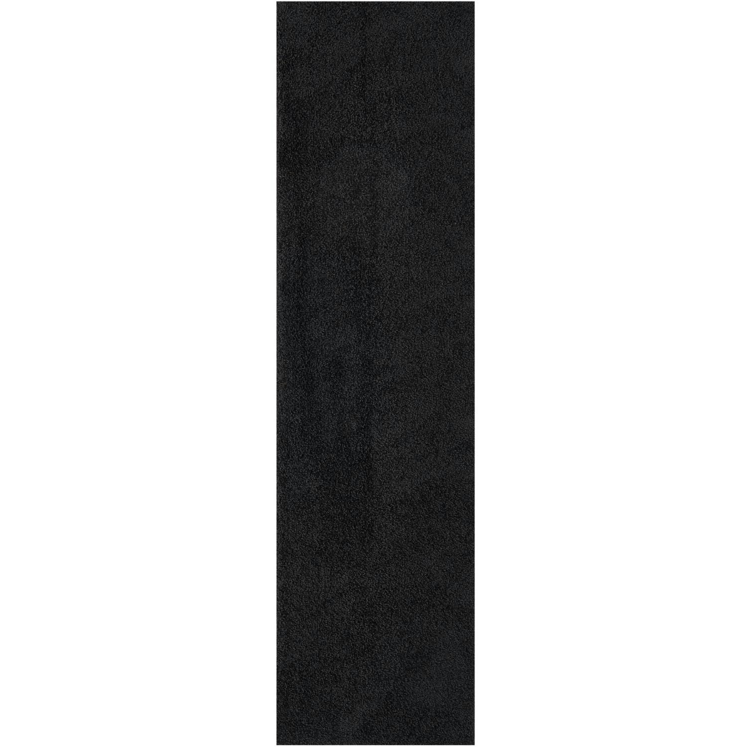 The Rugs Black Myshaggy Solid Rug - 80X300 Cm