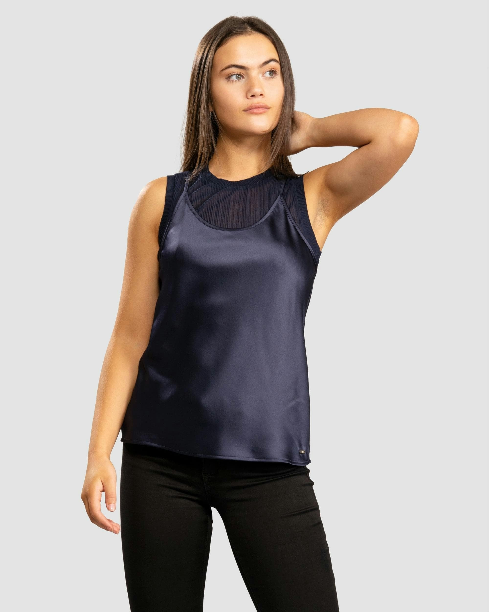 Armani Exchange Women's Layered Satin Blouse - Blueberry Jelly - Blueberry Jelly - L