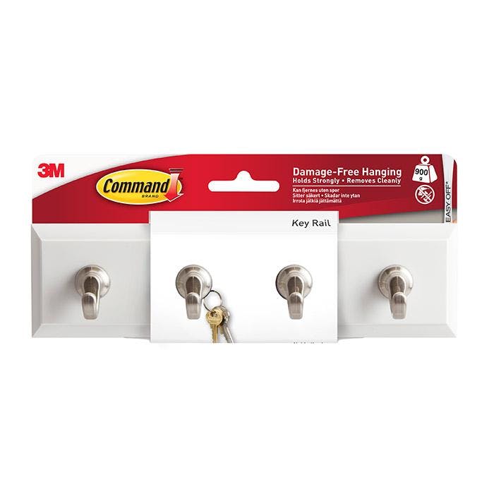 Rackhams White Hom18q-Es Key Rail Small 4 Hooks - One Colour - One Size - One Colour