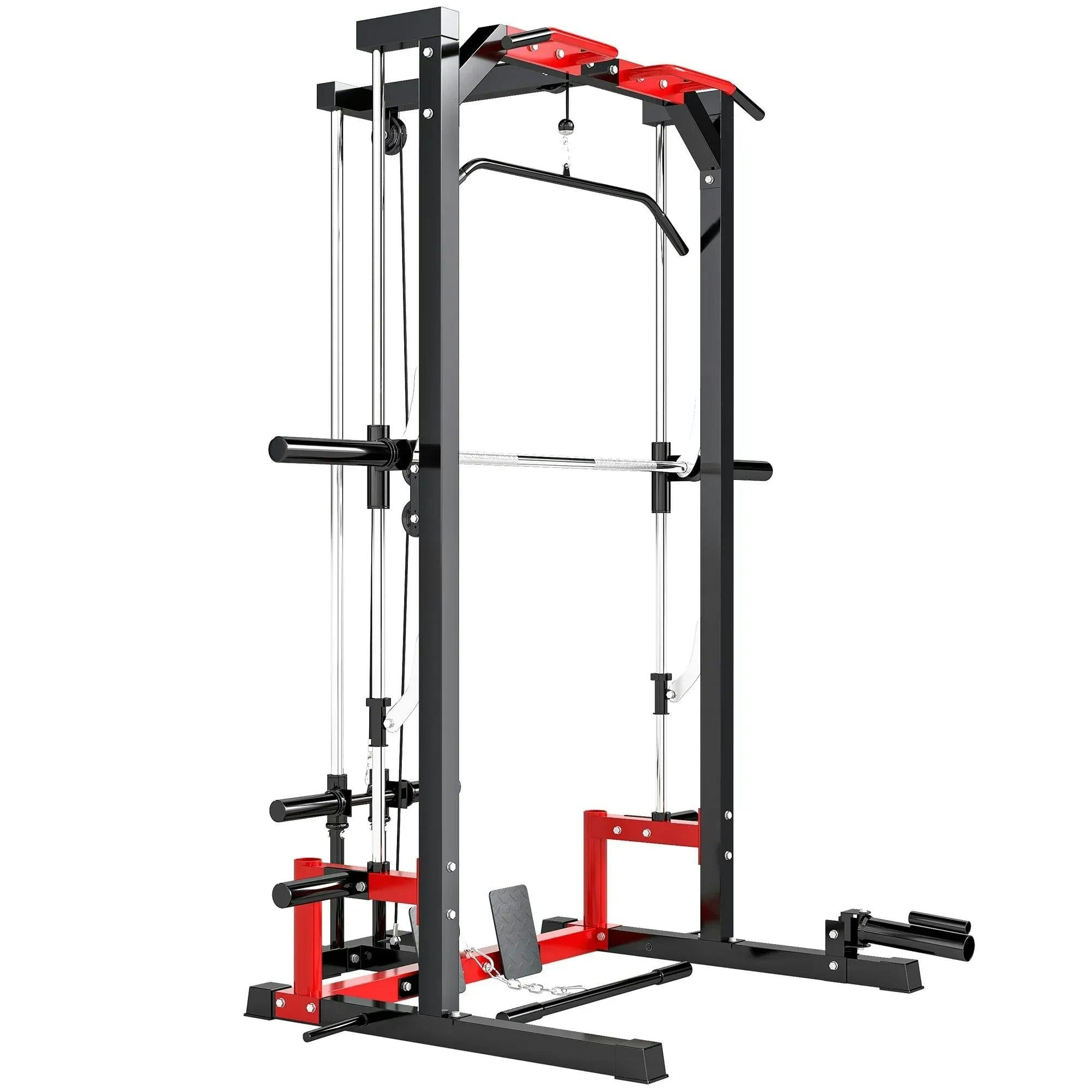 SPORTNOW Power Cage with Pull Up Bar - Multifunction Home Gym Equipment - Black - Image 12