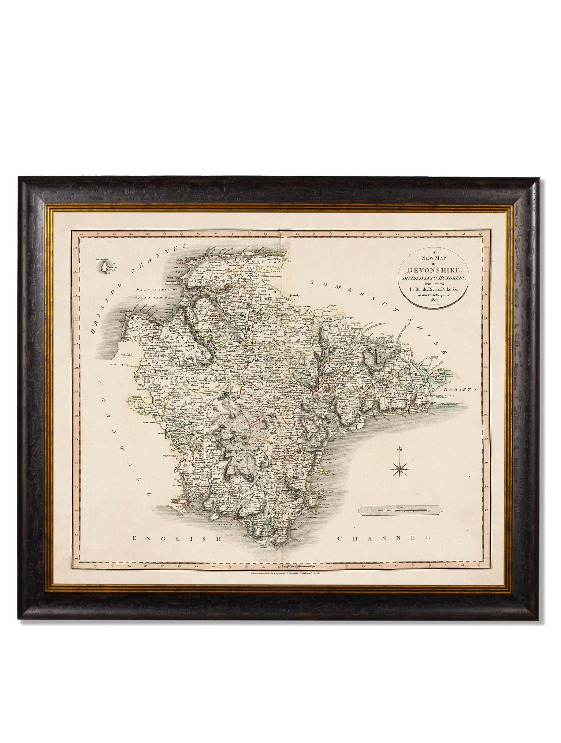 Rackhams Black C.1806 County Maps Of England - 84 X 70Cm - Devonshire