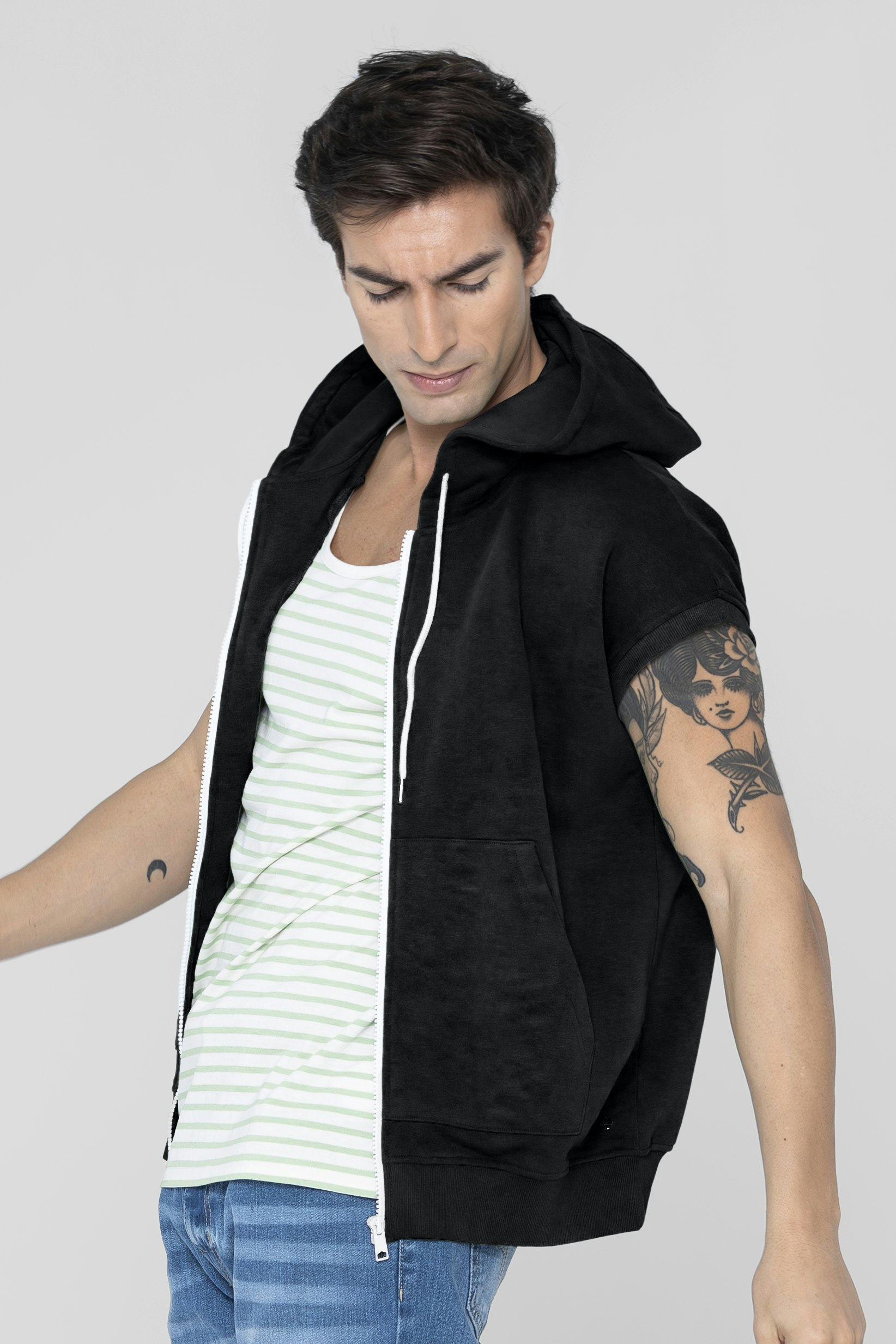 Enorsia Men's Black Zip Up Hoodie - Xl - 60% Cotton 40% Polyester Fleece