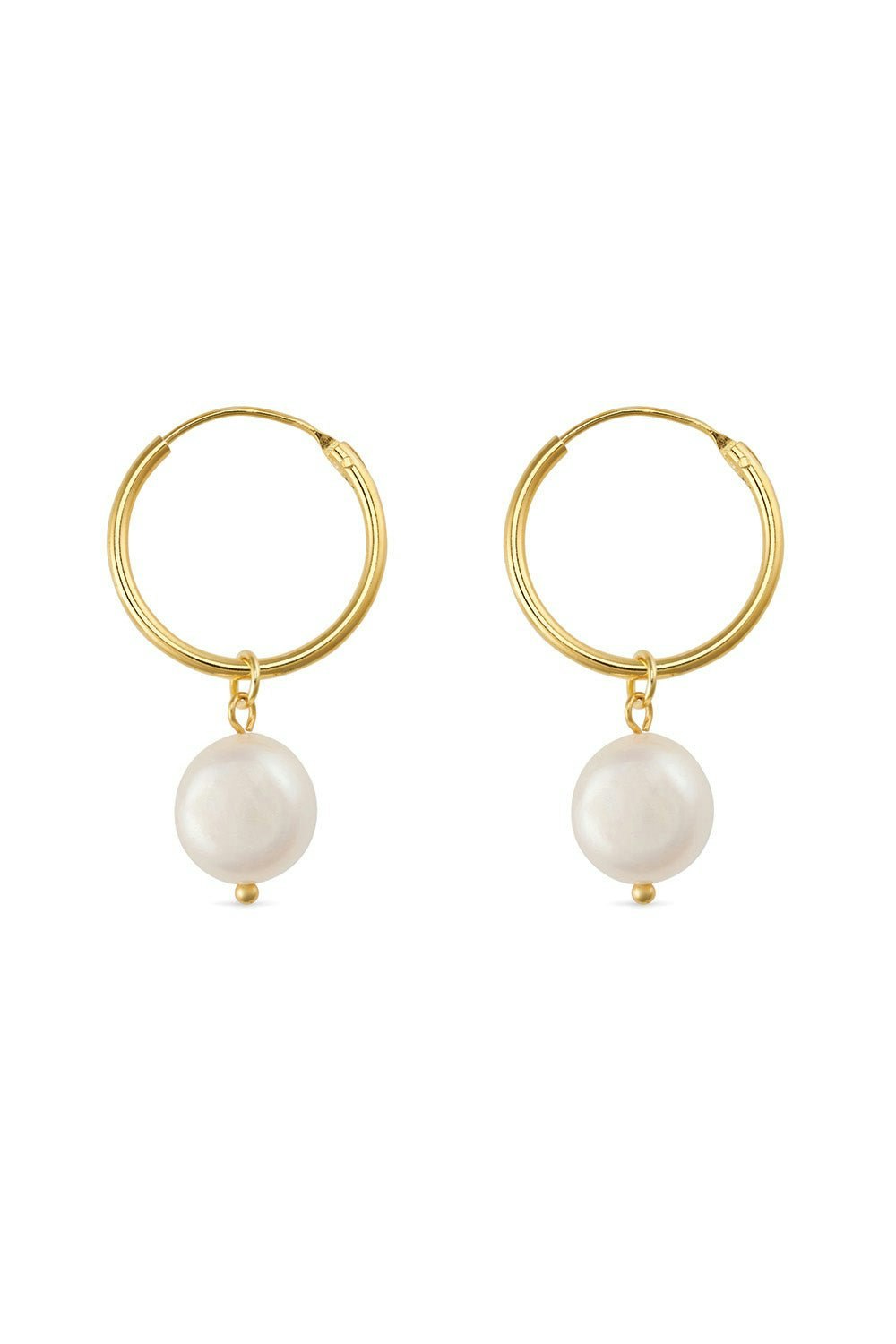 Elk & Bloom Gold Chunky 18K Plated Freshwater Pearl Hoops - No Thank You