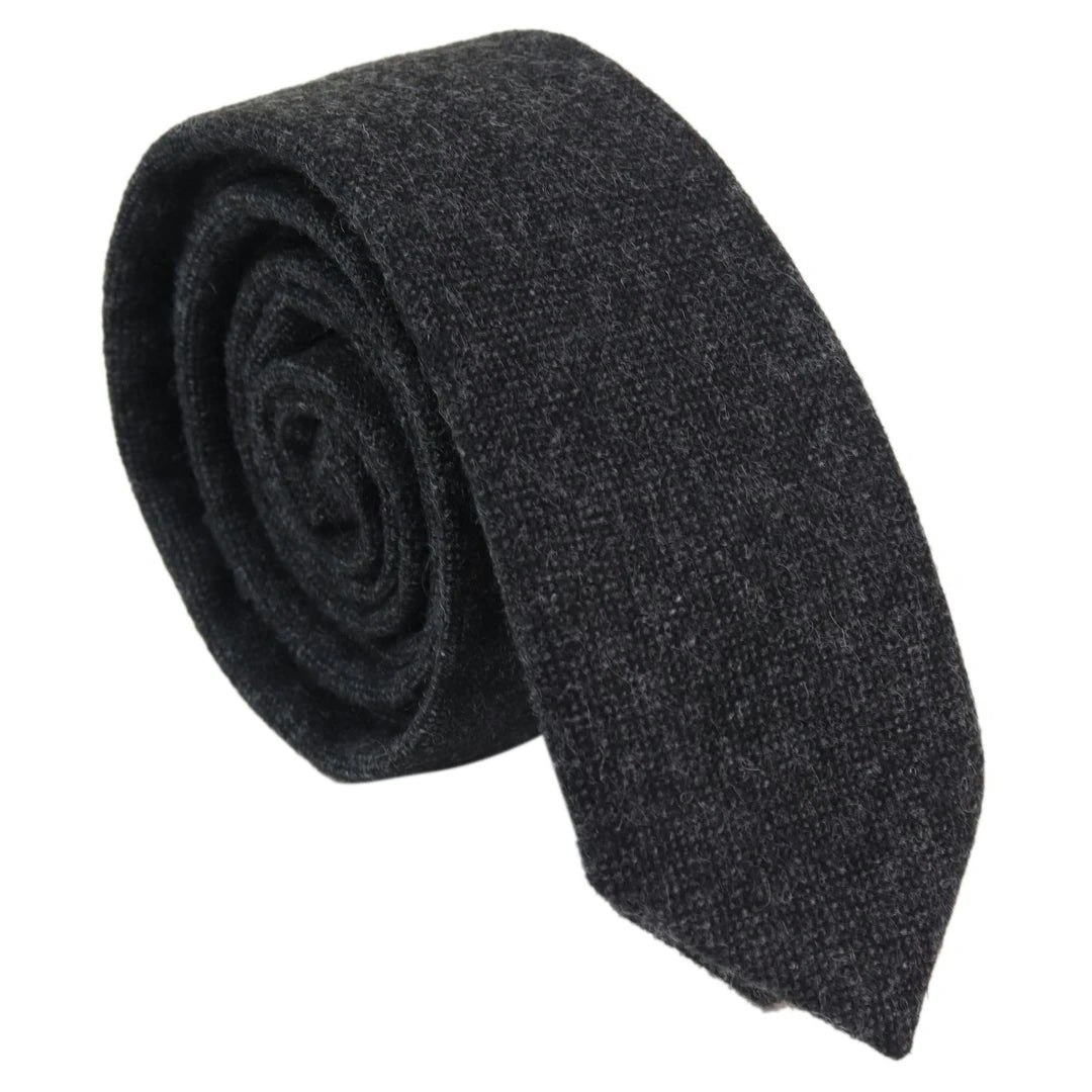 Truclothing Men's Black Stz22 Tie Hankie Tweed Classic Gatsby Peaky Blinders