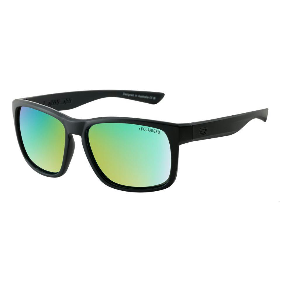 Dirty Dog Black/Green Hoodlum - Satin With Polarized Mirror Lens - 58
