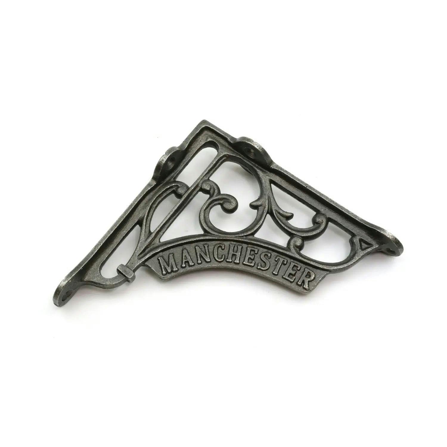 Rackhams Pair Of Antique Cast Iron 'Manchester' Victorian Style Shelf Brackets - 125Mm X 125Mm