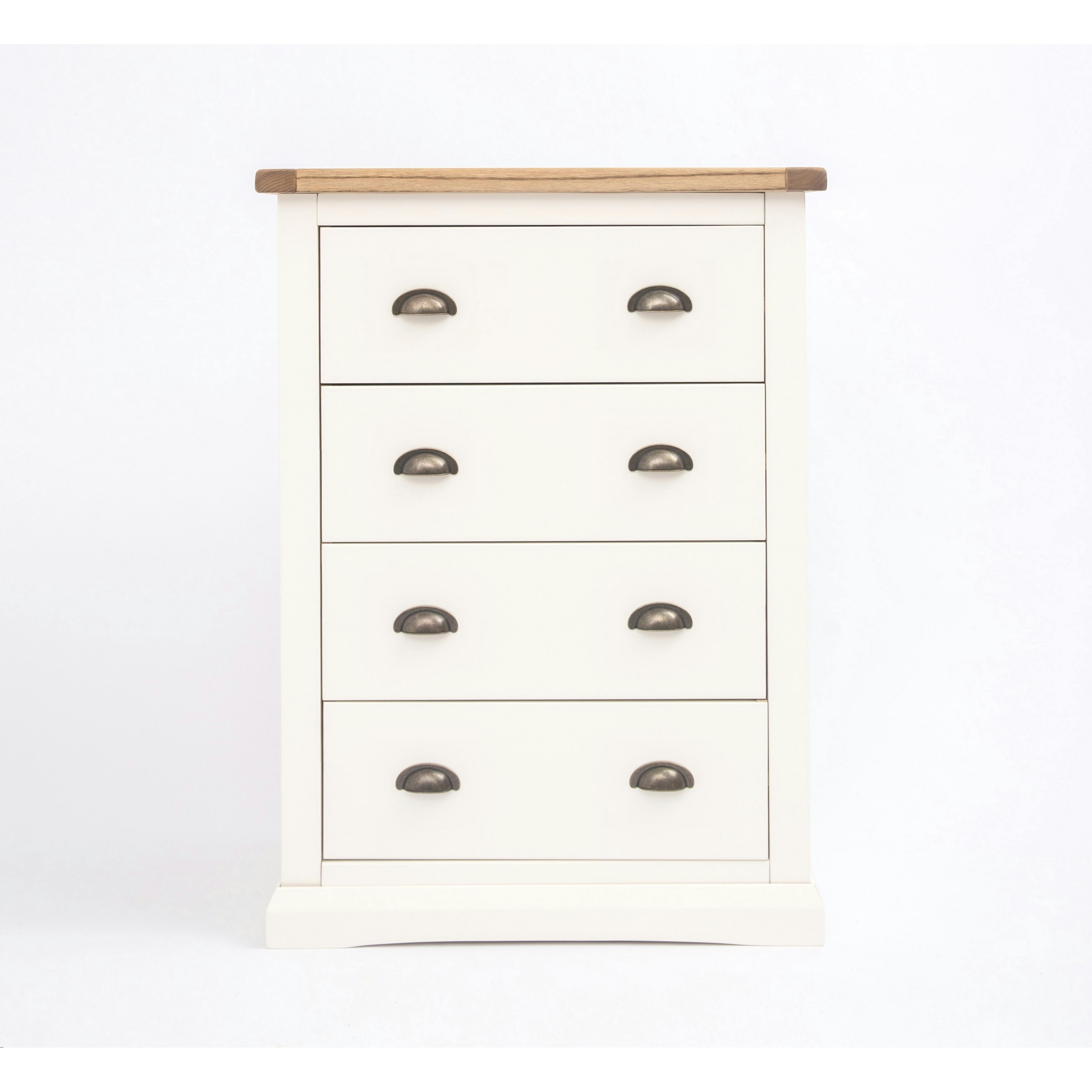 Rackhams White Cosenza 4 Drawer Chest Of Drawers Brass Cup Handle - Off