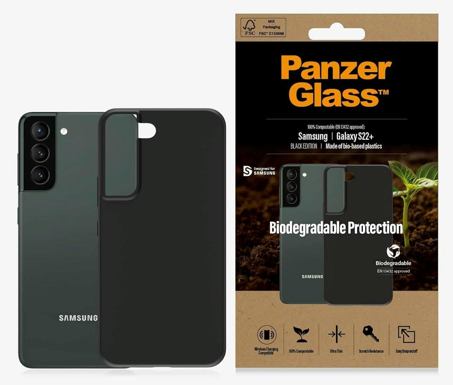 Panzerglass Black Panzer Glass Military Grade Biodegradable Protection Case For Samsung Galaxy S22 Plus - 0375