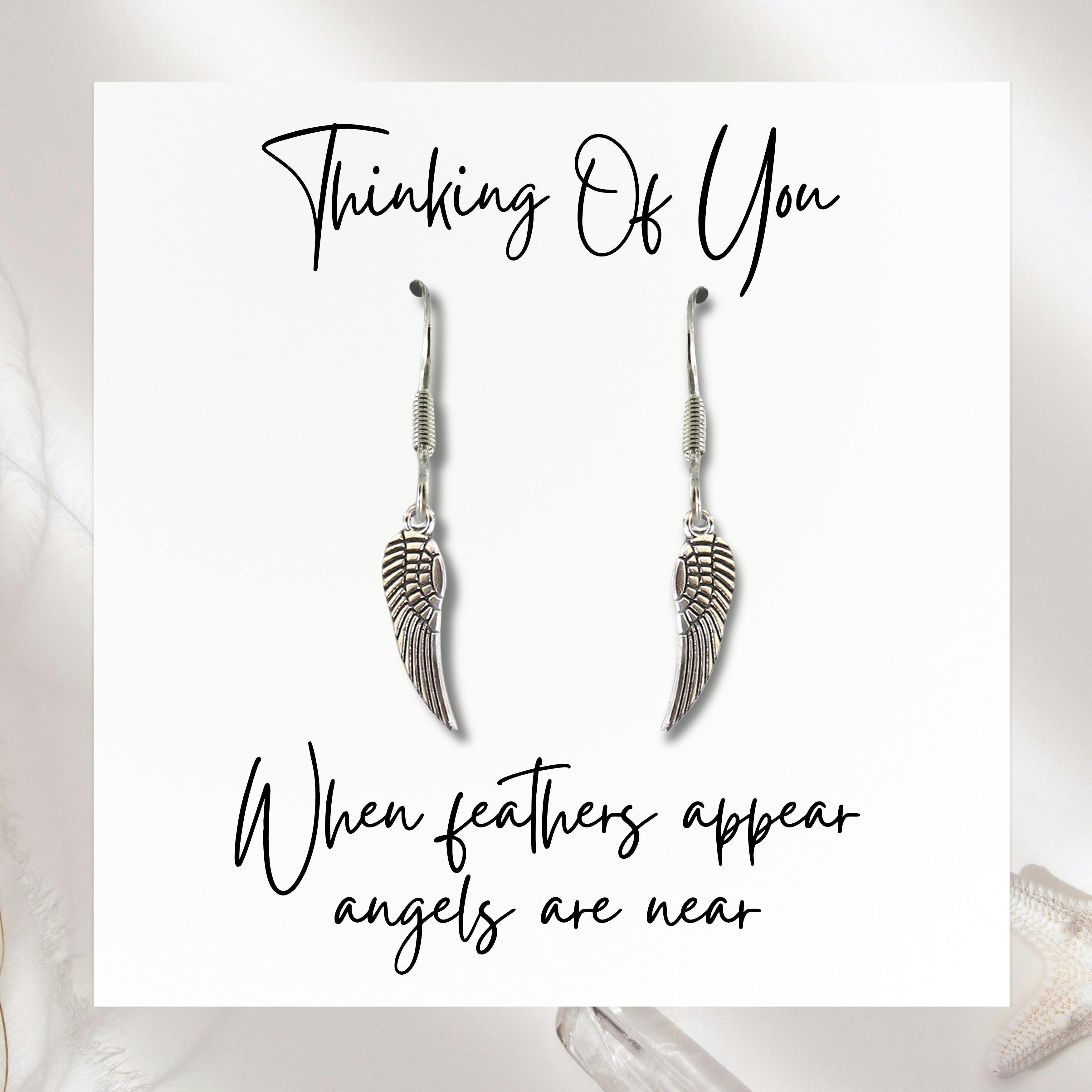 Aye Do Gifts Women's Silver Angel Feather Earrings & Card - Image 2