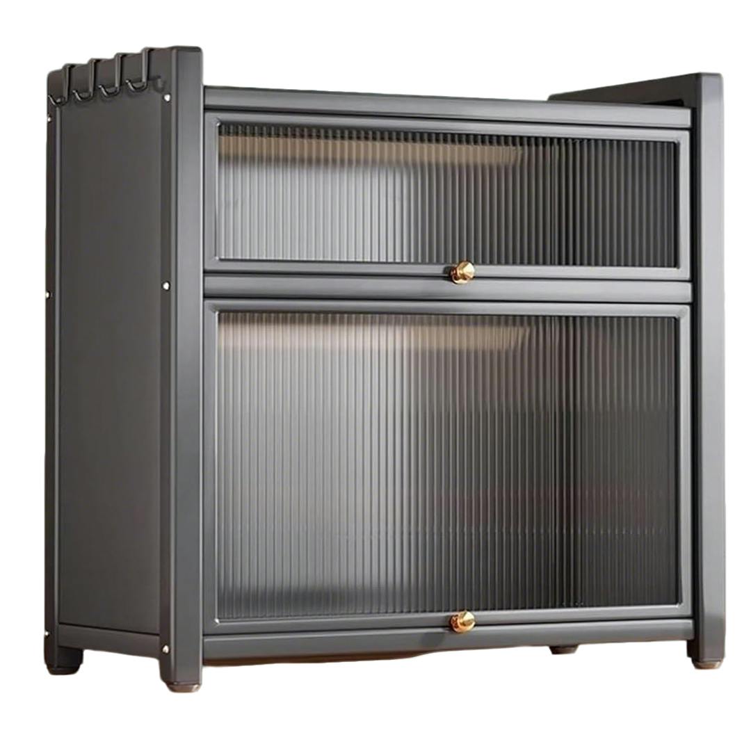 Rackhams Grey 3 Tier Kitchen Storage Cabinet Larder Pantry Cupboard - 1 - Metal