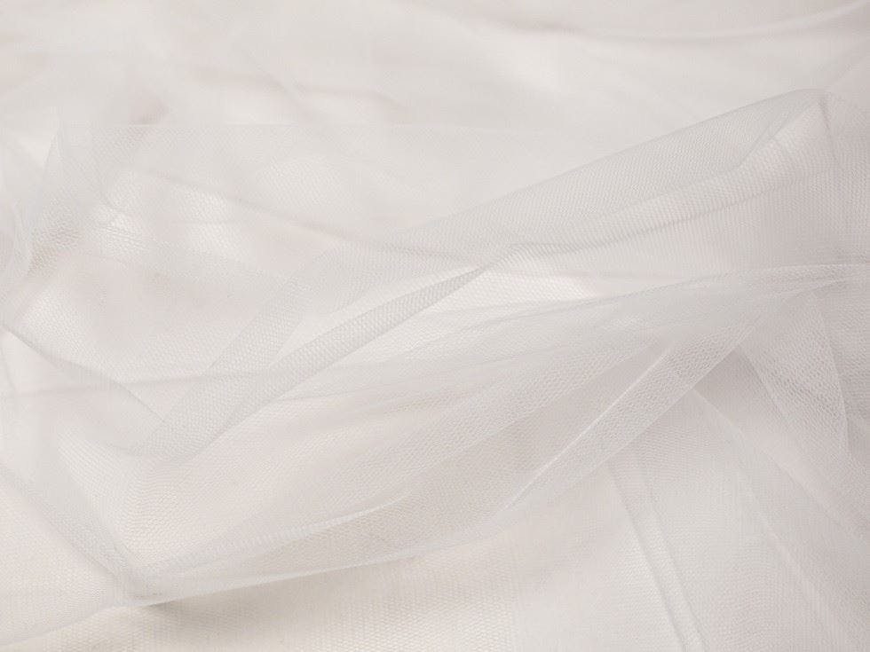 Minerva White Core Range Soft Veiling Tulle Fabric - Plain Design Dressmaking Fabric, 280 Cm / 111" Wide - Per Metre - Silk