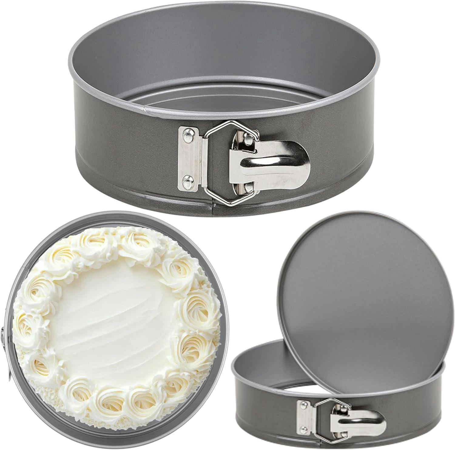 Rackhams 22Cm Non-Stick Springform 9 Inch Cake Pan Round Bake Ware Tin - 3 X