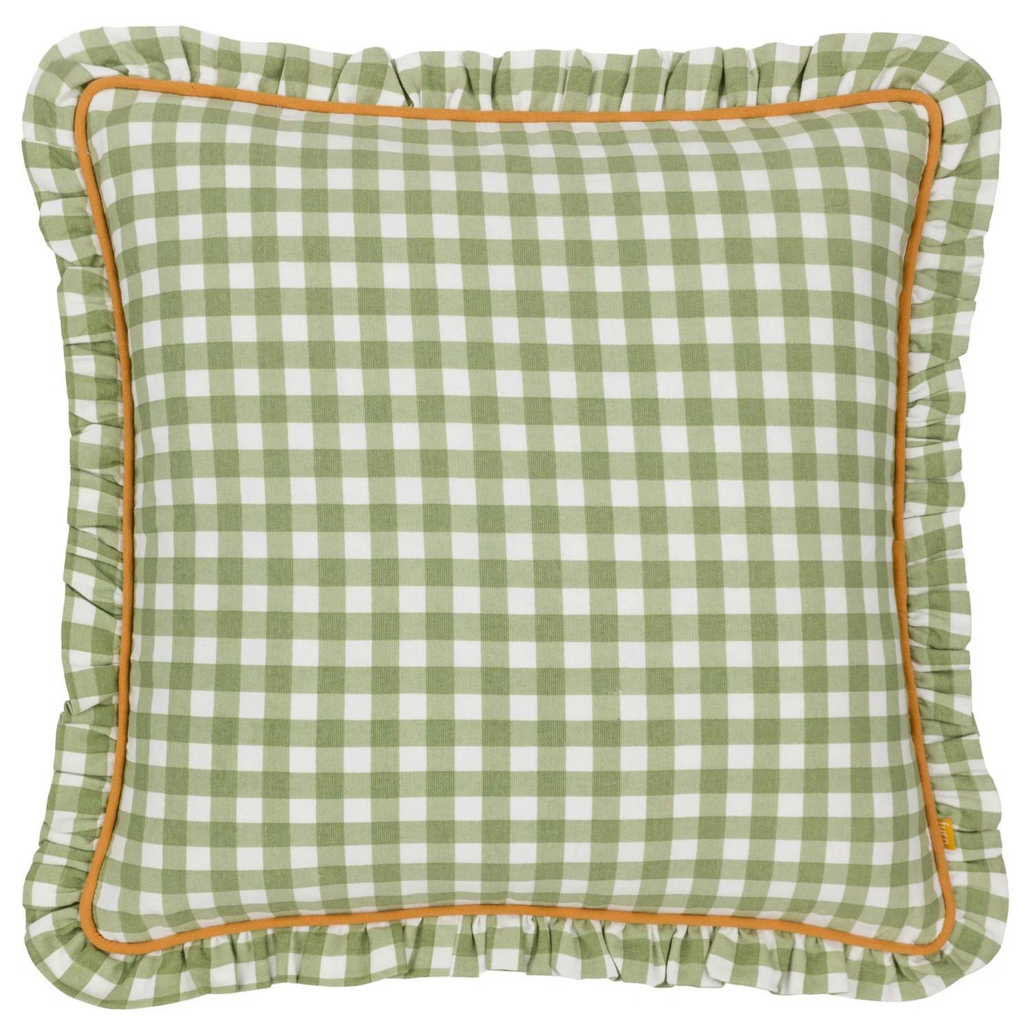 Furn Maude Reversible Gingham Cushion Cover - Sage - 45Cm X 45Cm - Sage - 100% Cotton
