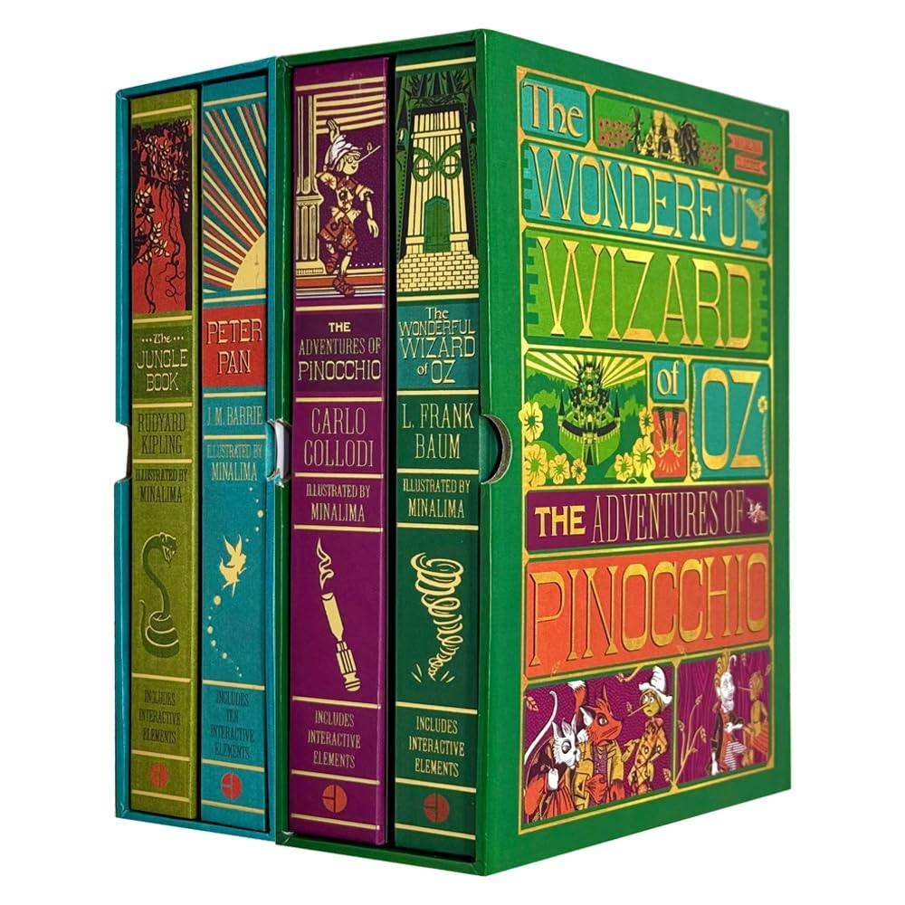 Various Publishers The Jungle Book, Peter Pan, The Wonderful Wizard And The Adventures Of Pinocchio (Minalima Edition) 4 Books Collection Set