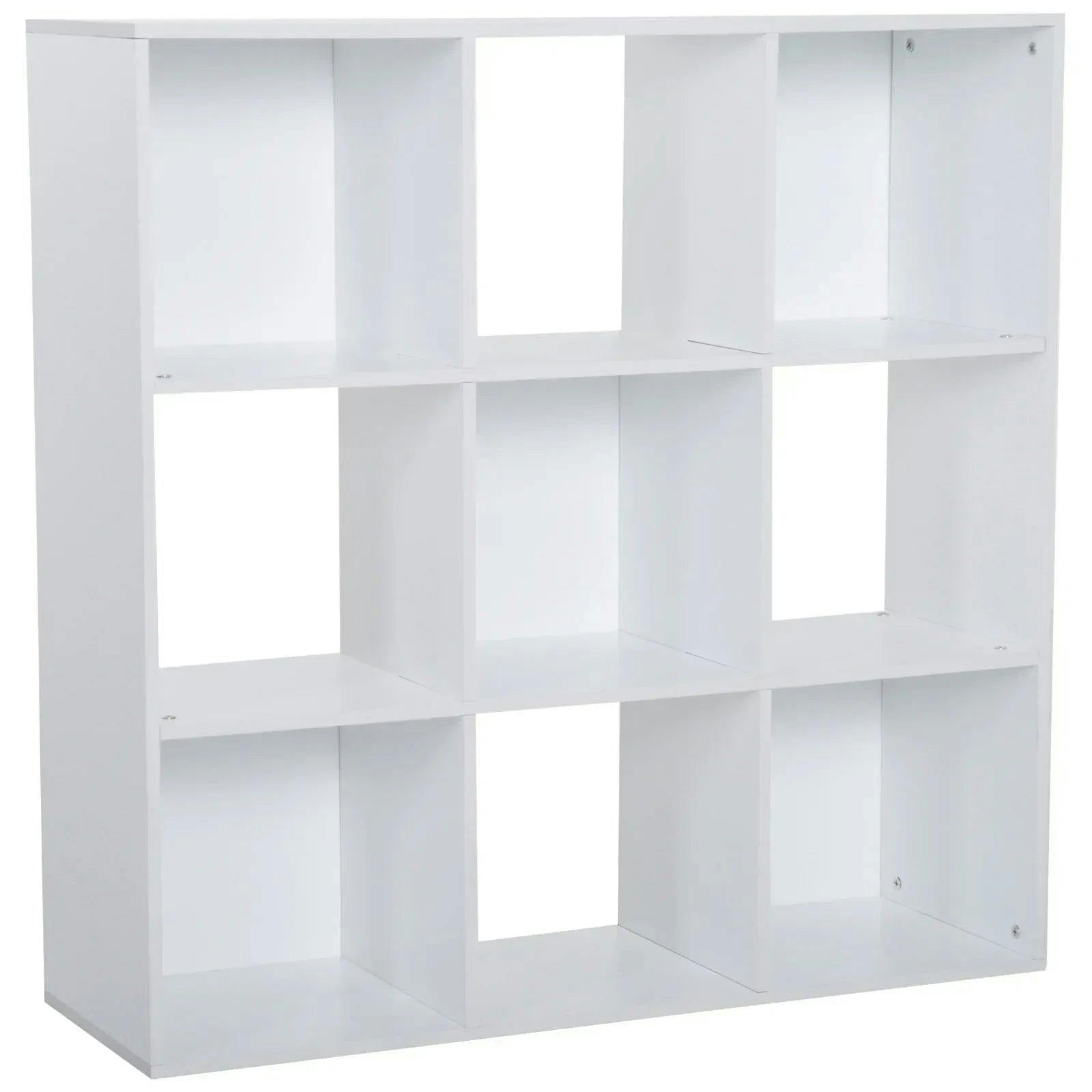Homcom Storage Bookshelf With 9 Cubes - White - Image 4