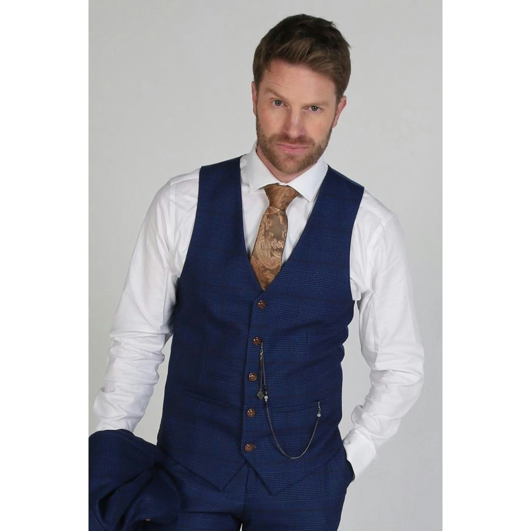 Paul Andrew Men's Alex - Navy Waistcoat - 36