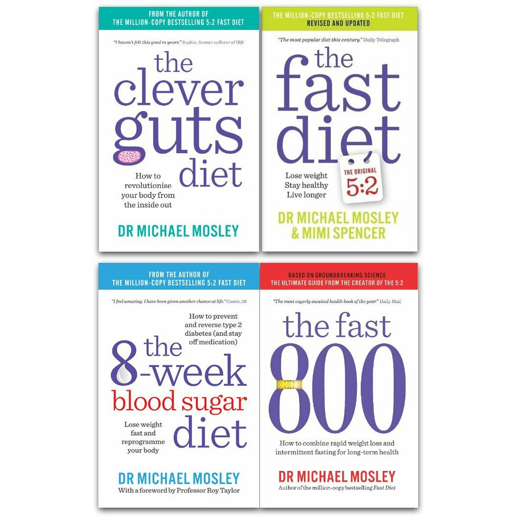 Various Publishers Fast Diet, 8-Week Blood Sugar Diet, Clever Guts Diet, Fast 800 4 Books Collection Set