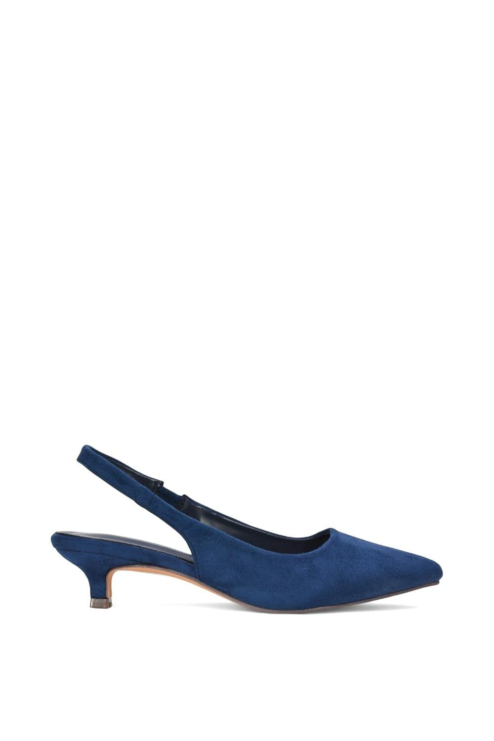 Xy London Women's Black/Brown Pointed Toe Low Kitten Heel Slingback Court Shoes - Navy - 4