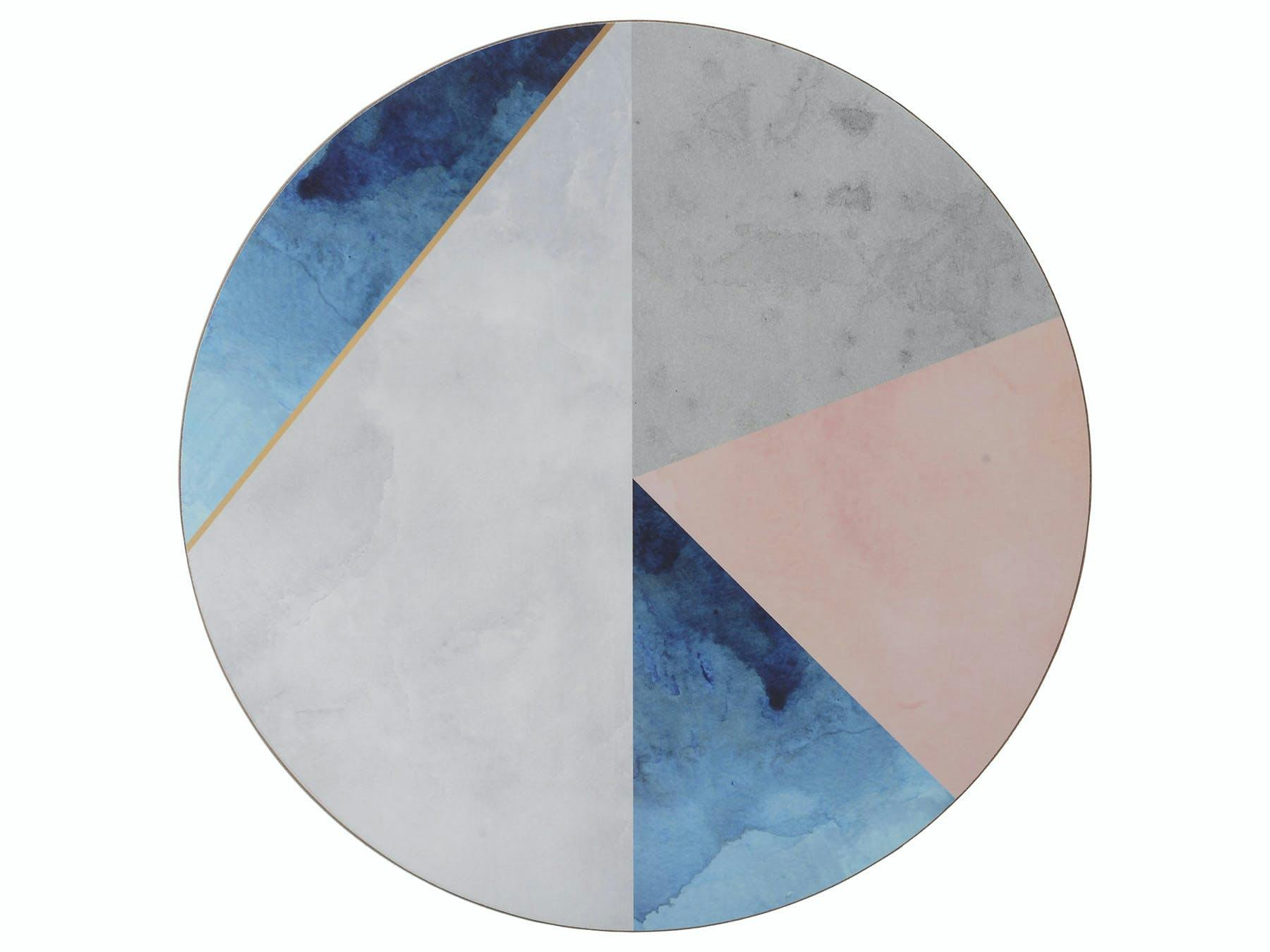 Rackhams Blue Geometric Palette Pack Of 4 Round Premium Placemats - Other - Placemats And Coasters