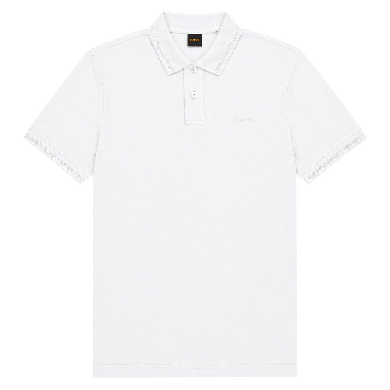 Boss White Pe Interlock Relaxed Fit Polo - X-Large
