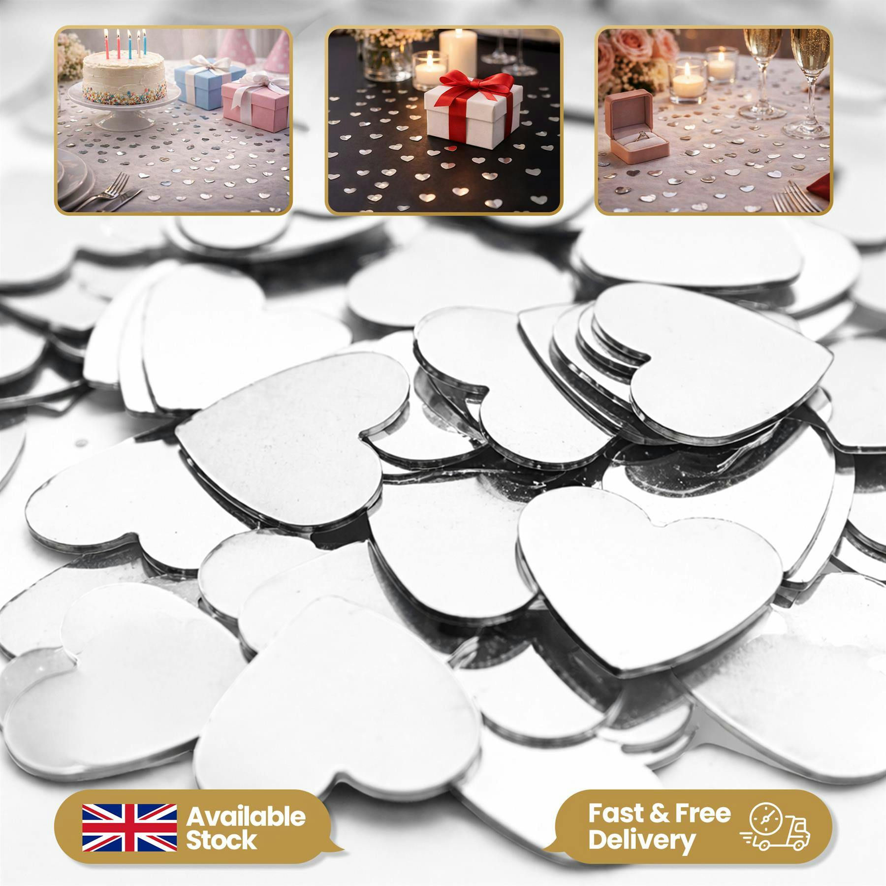 Shatchi Gold 14G Heart Confetti Table Scatter For Party Decorations And Romantic Occasions