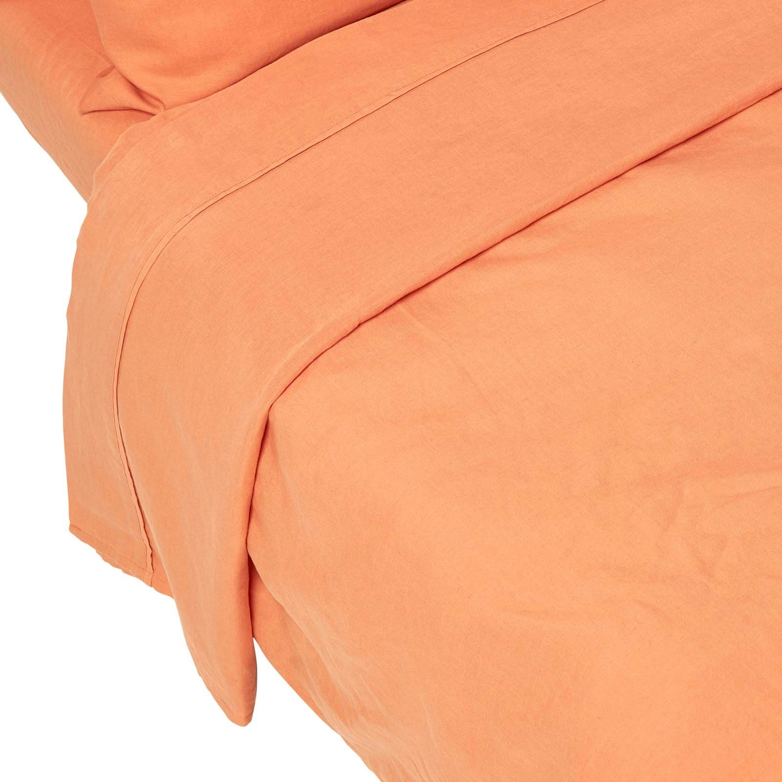 Homescapes Orange French Flax Linen Flat Sheet - Burnt - King