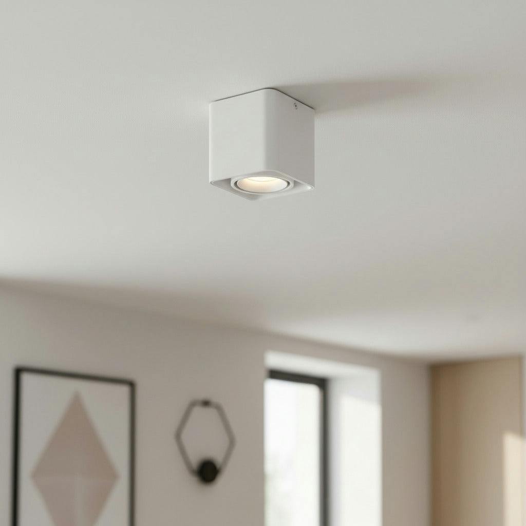 Rackhams White/Light 9 Watt Square Semi Flush Ceiling