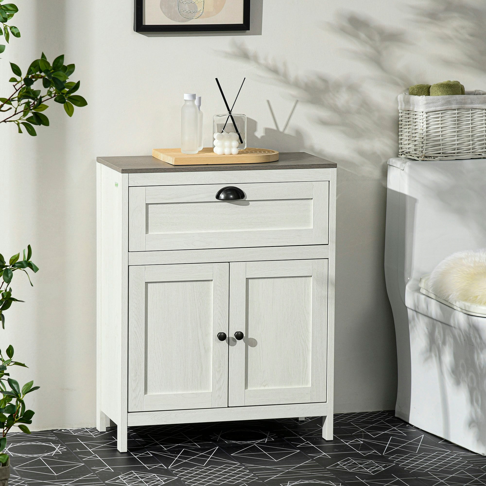 Rackhams White Bathroom Storage Cabinet Freestanding Storage Cupboard With Drawer